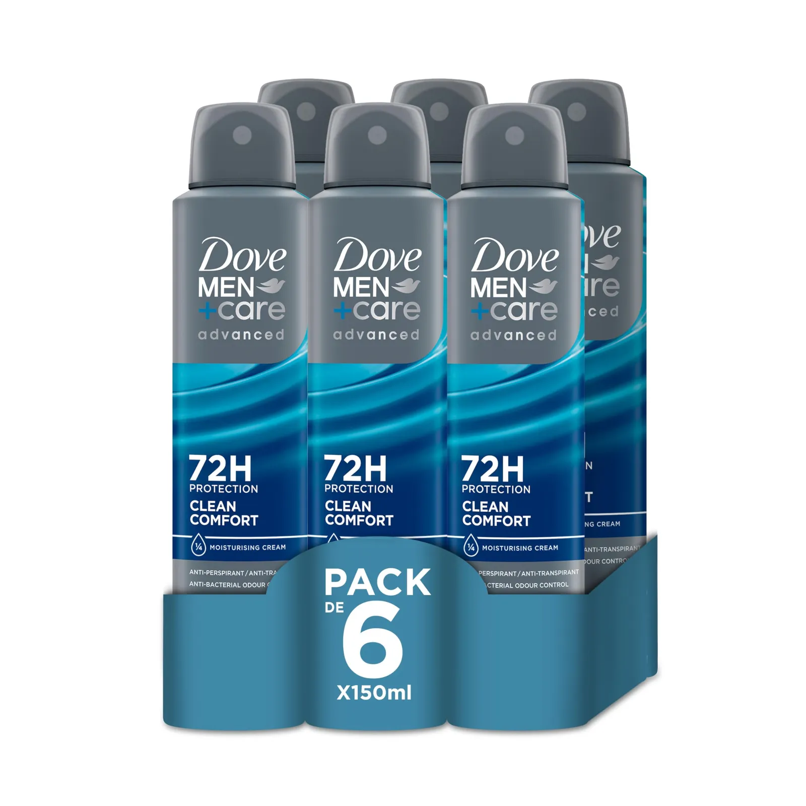 Pack 6x150ml Desodorante Dove Men +Care