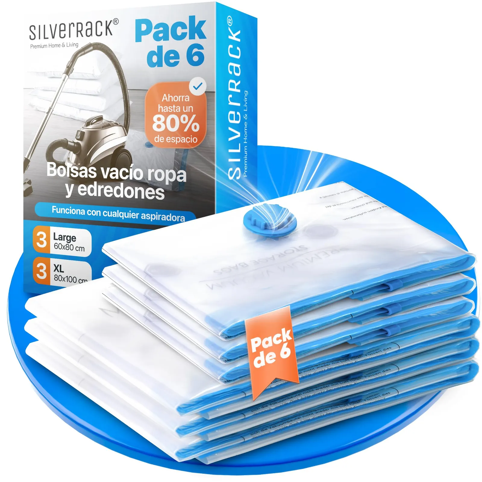 SilverRack Juego de 6 Bolsas al Vacío para Ropa