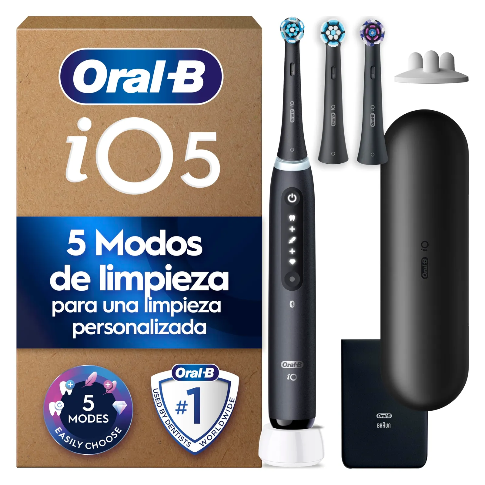 Cepillo Eléctrico Oral-B iO 5N con 3 Cabezales y Estuche de Viaje