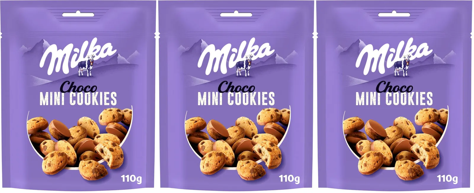 Pack 3x 110g Milka Mini Cookies Chocolate Chips