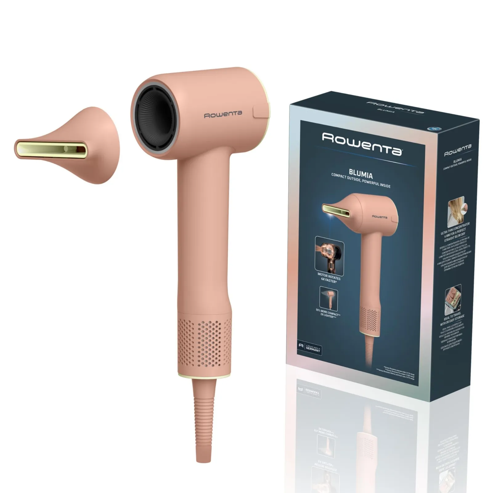 Secador de Pelo Rowenta Blumia Compacto HY5N1E0, Motor Digital, Rosa