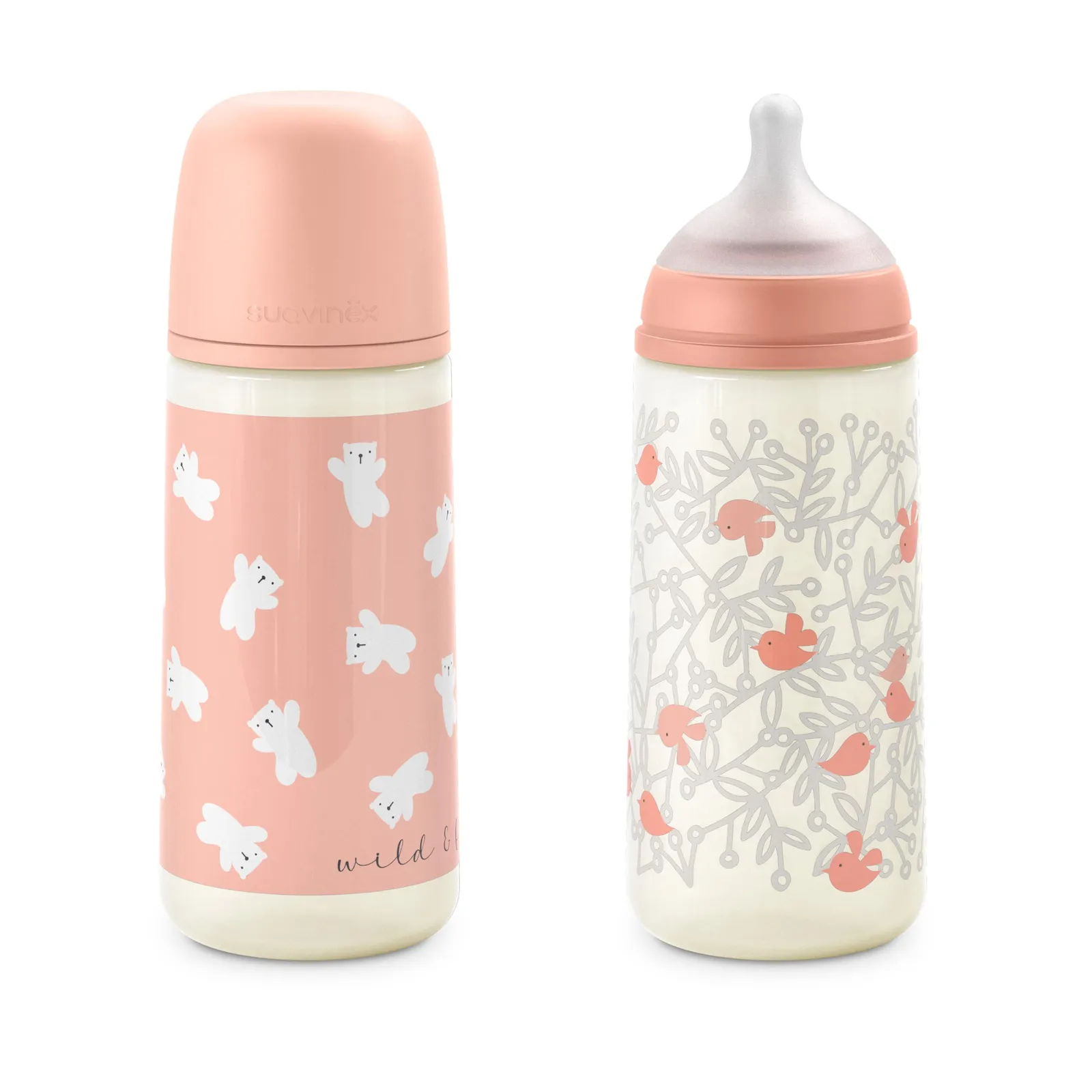 Pack 2 Biberones Suavinex 360ml SX Pro Tetina Flujo Denso +6 Meses Rosa