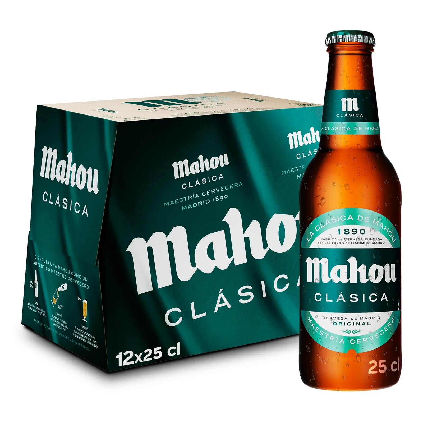 Pack 12 botellines Cerveza Mahou Clásica 25cl