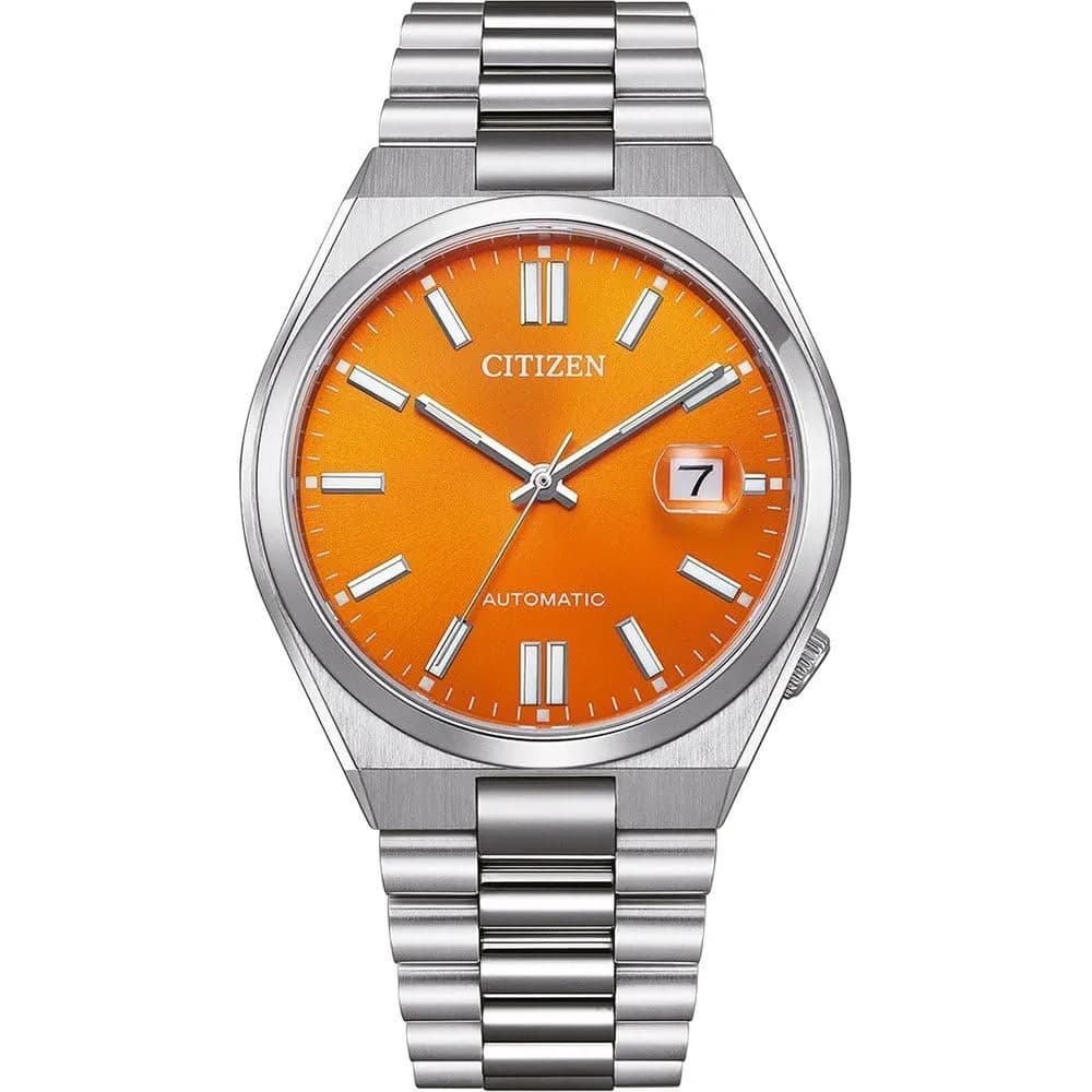Reloj Citizen Tsuyosa Automático con Correa de Acero y Esfera Naranja