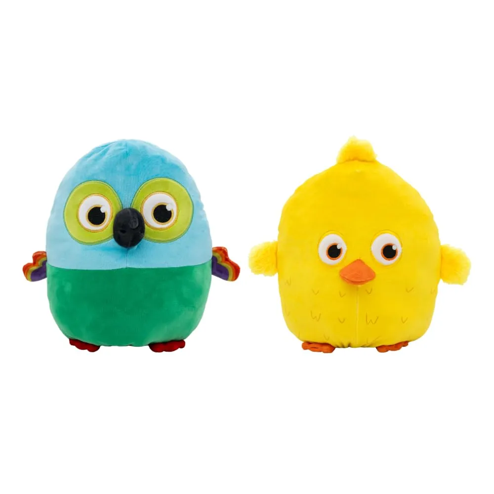 Peluche Reversible BANDAI 2 en 1 La Granja de Zenón - Lorito Pepe y Pollito Lito, 25 cm