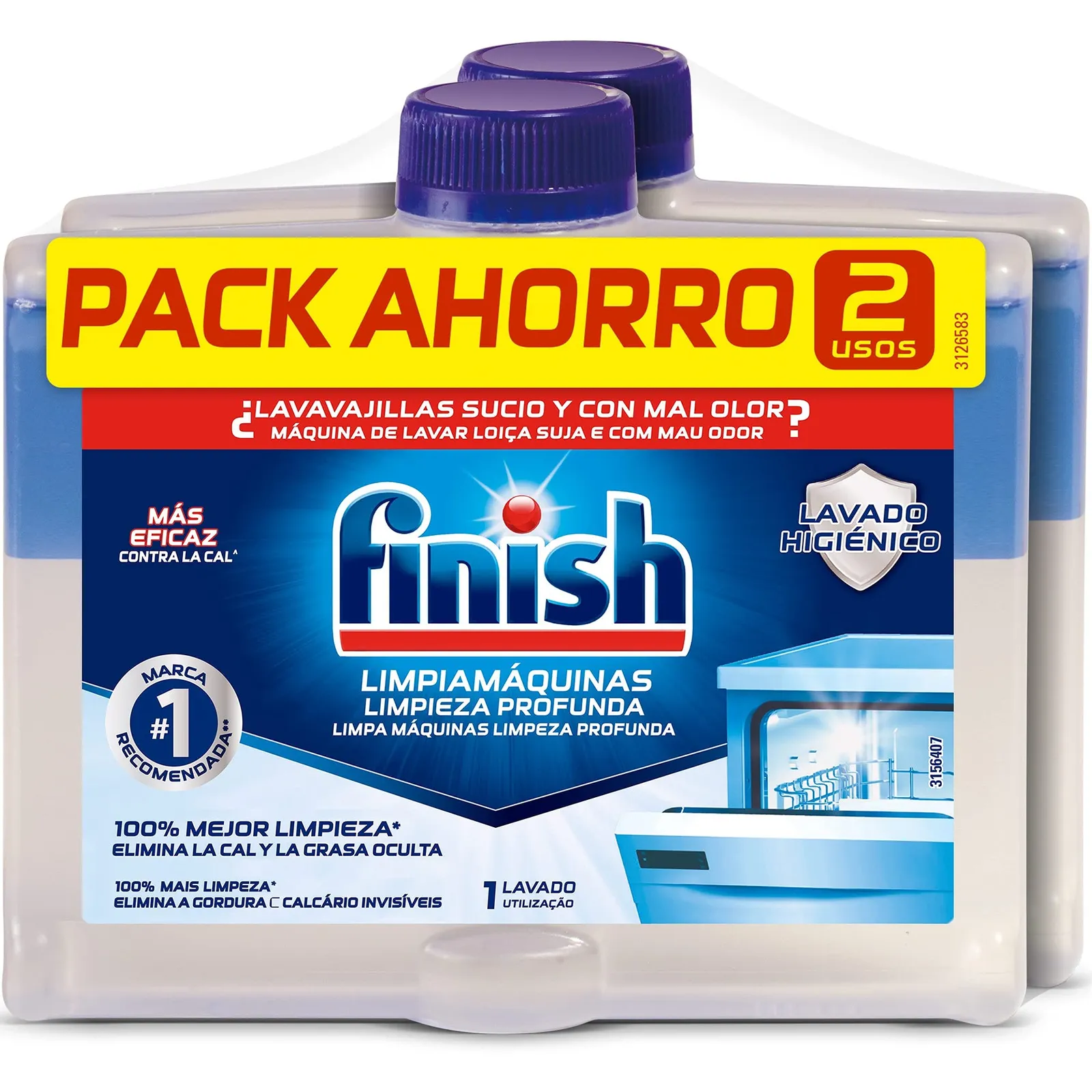 Pack 4x250ml Finish Limpiamáquinas: Limpieza Profunda Anti-Cal y Mal Olor