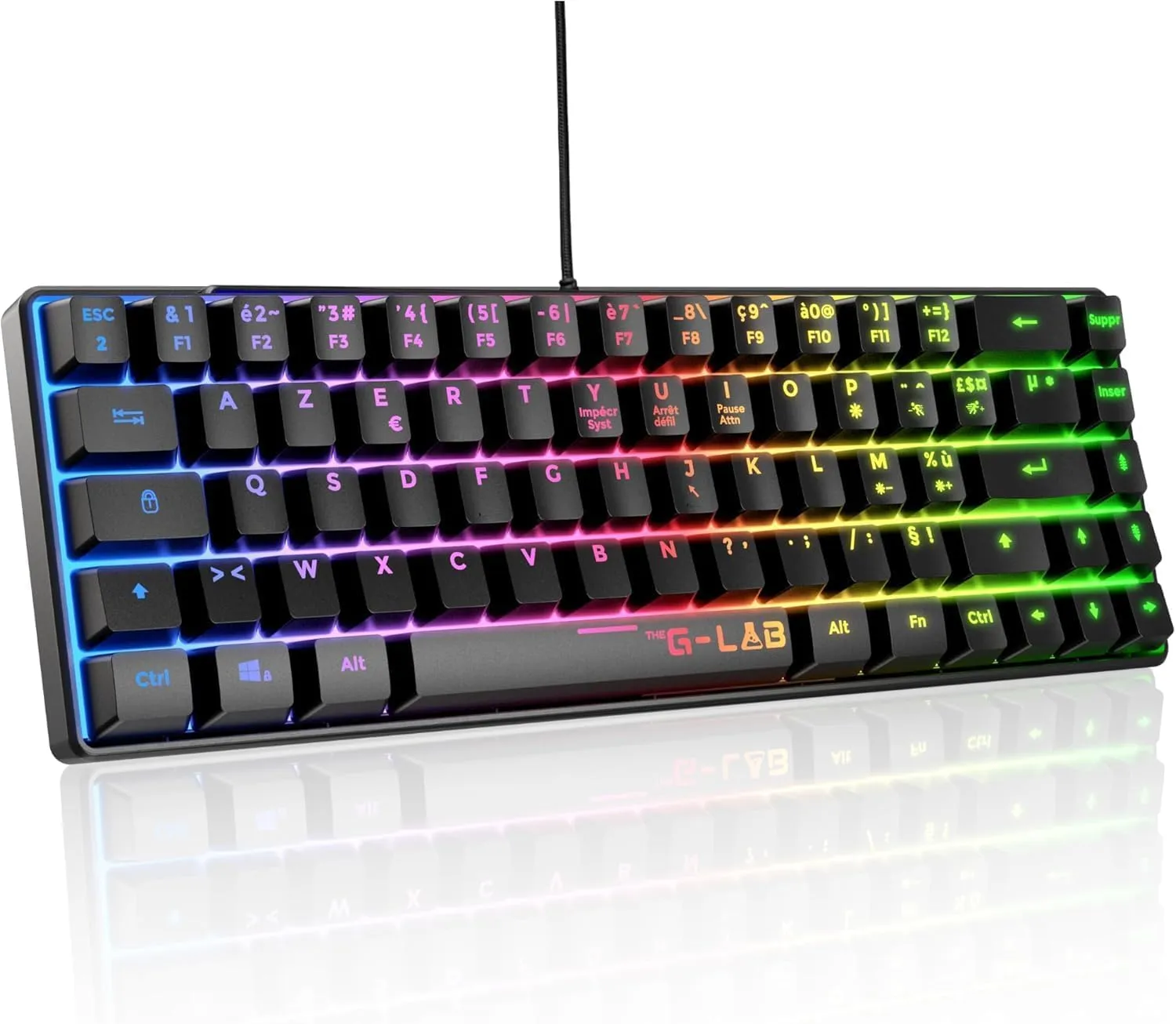 Teclado Gaming The G-Lab Keyz Hydrogen 60% QWERTY con Ñ, Retroiluminación Multicolor