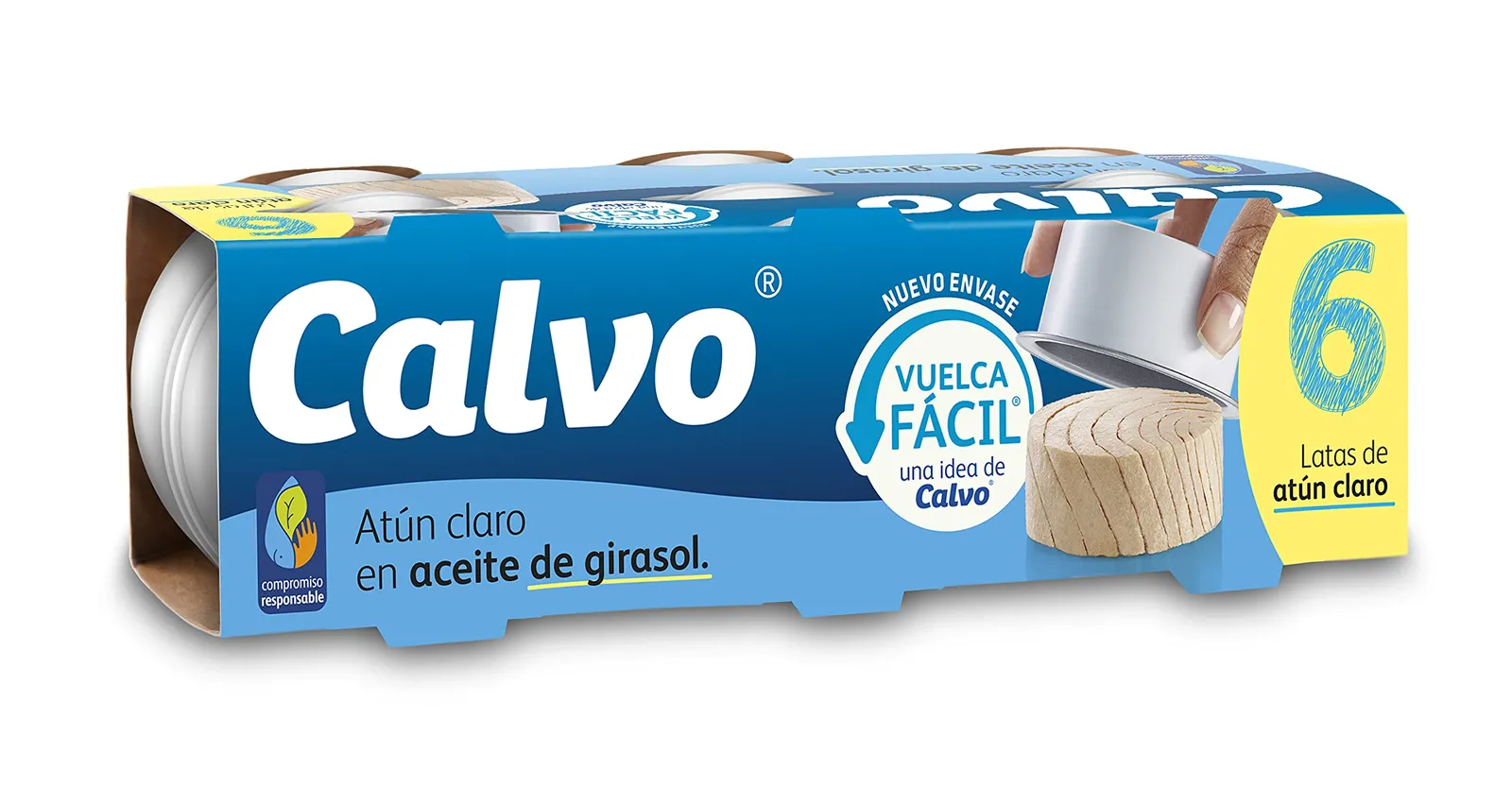 Pack de 6 latas de atún claro Calvo en aceite de girasol
