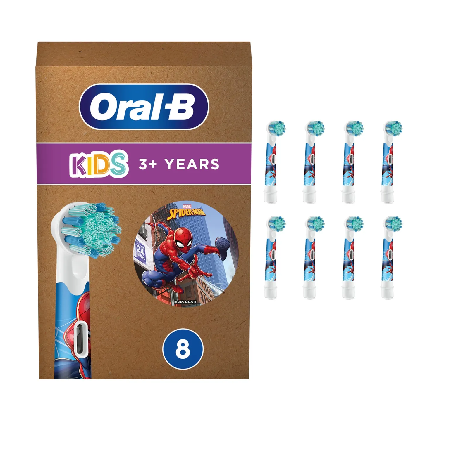 Oral-B Kids Spiderman: Pack 8 Cabezales para Niños Mayores de 3 Años