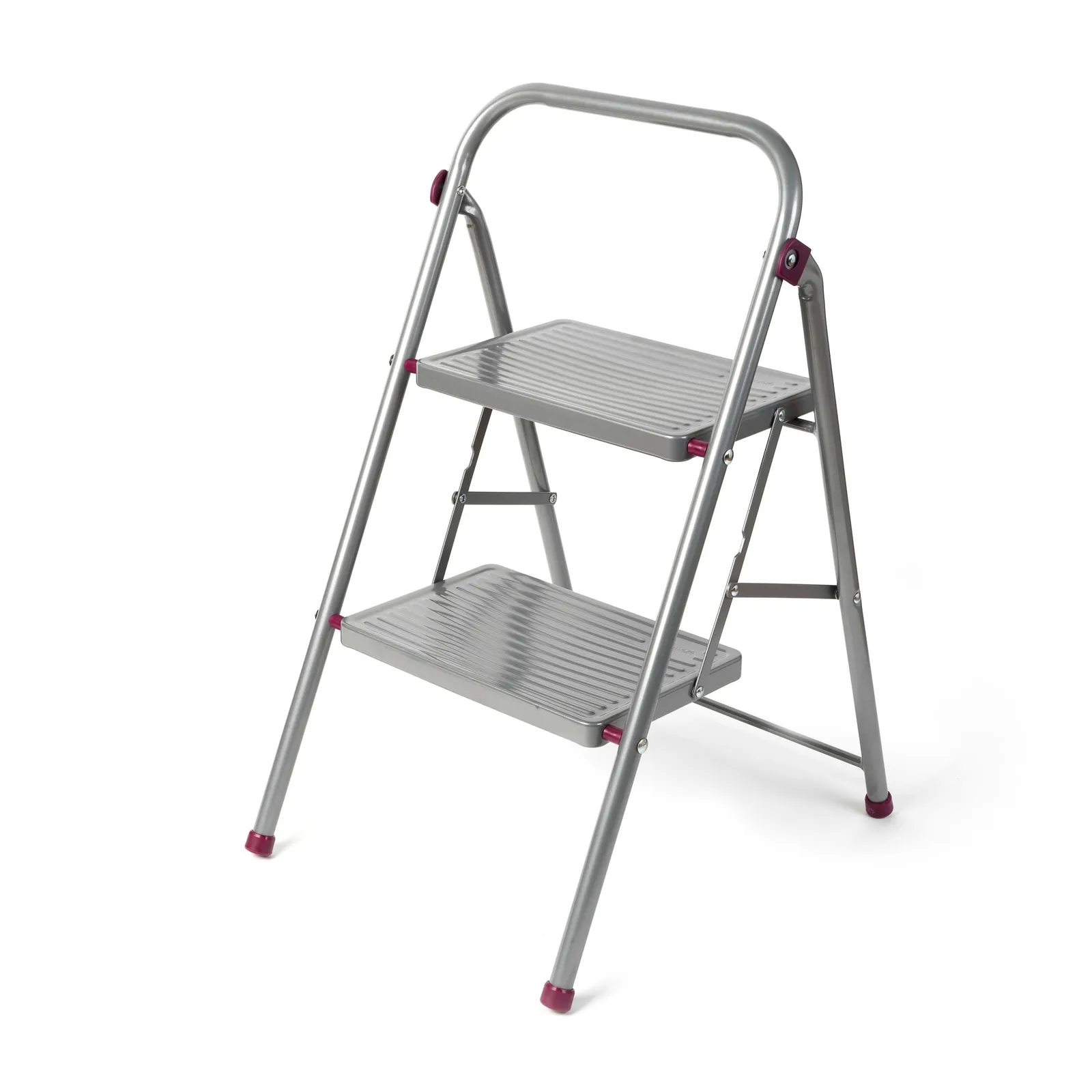 Escalera plegable Kleeneze KL068491EU 2 peldaños, 80cm, rosa/gris