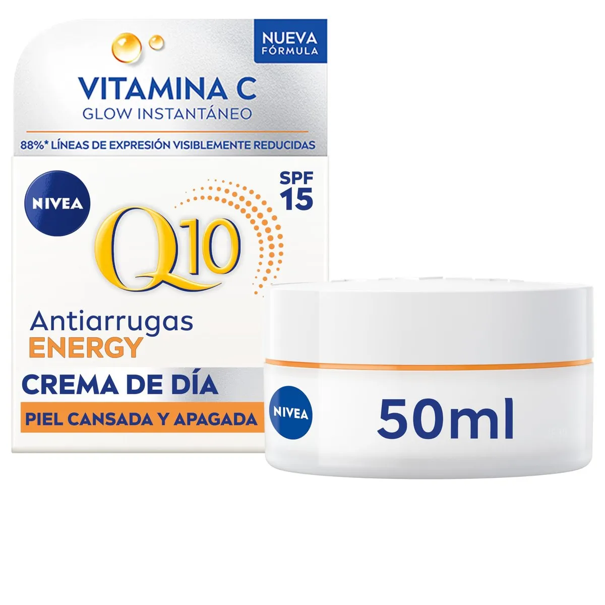 NIVEA Q10 Energy Crema de Día Antiarrugas SPF15 con Vitamina C - 50 ml