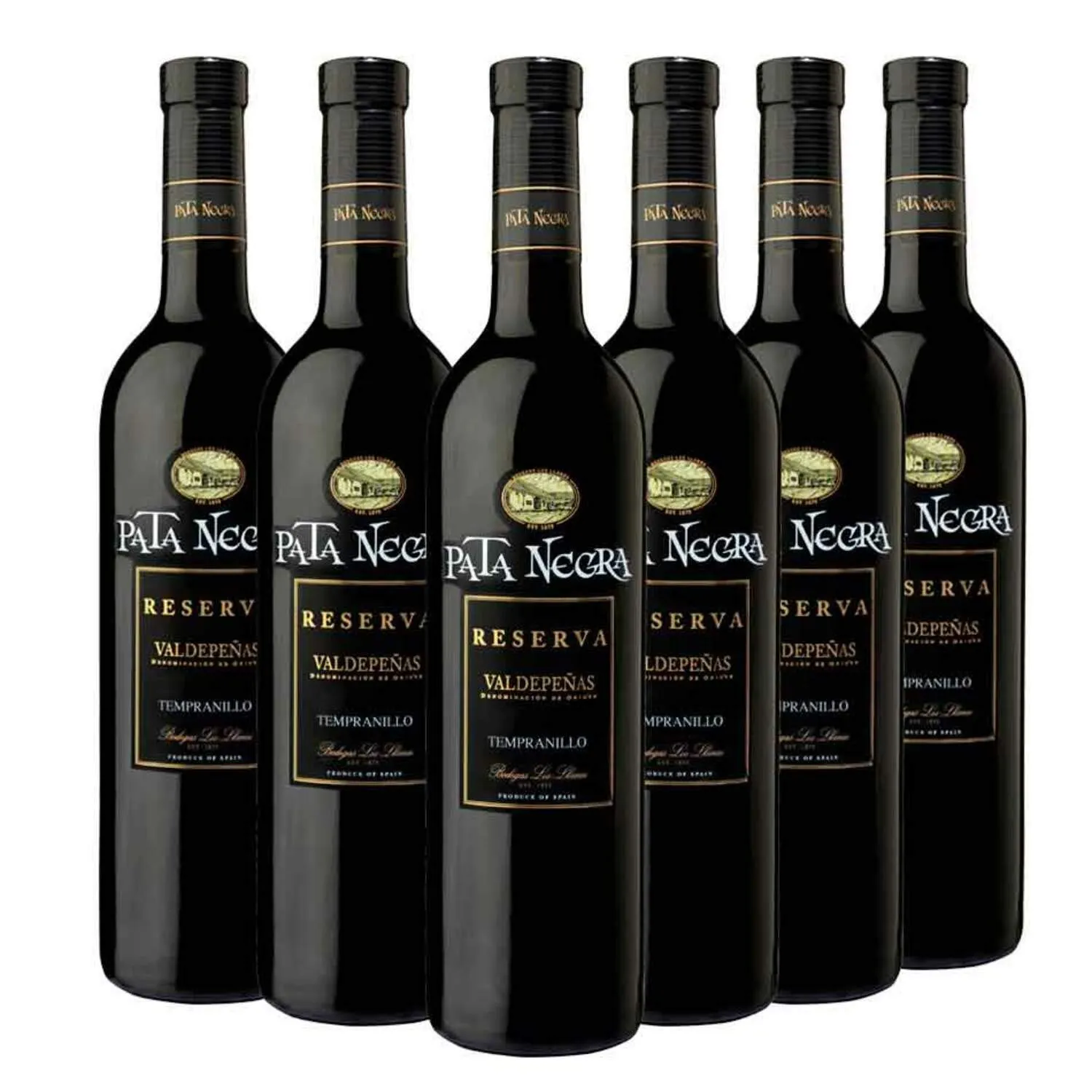Pack 6 Botellas Vino Tinto Pata Negra Reserva D.O. Valdepeñas