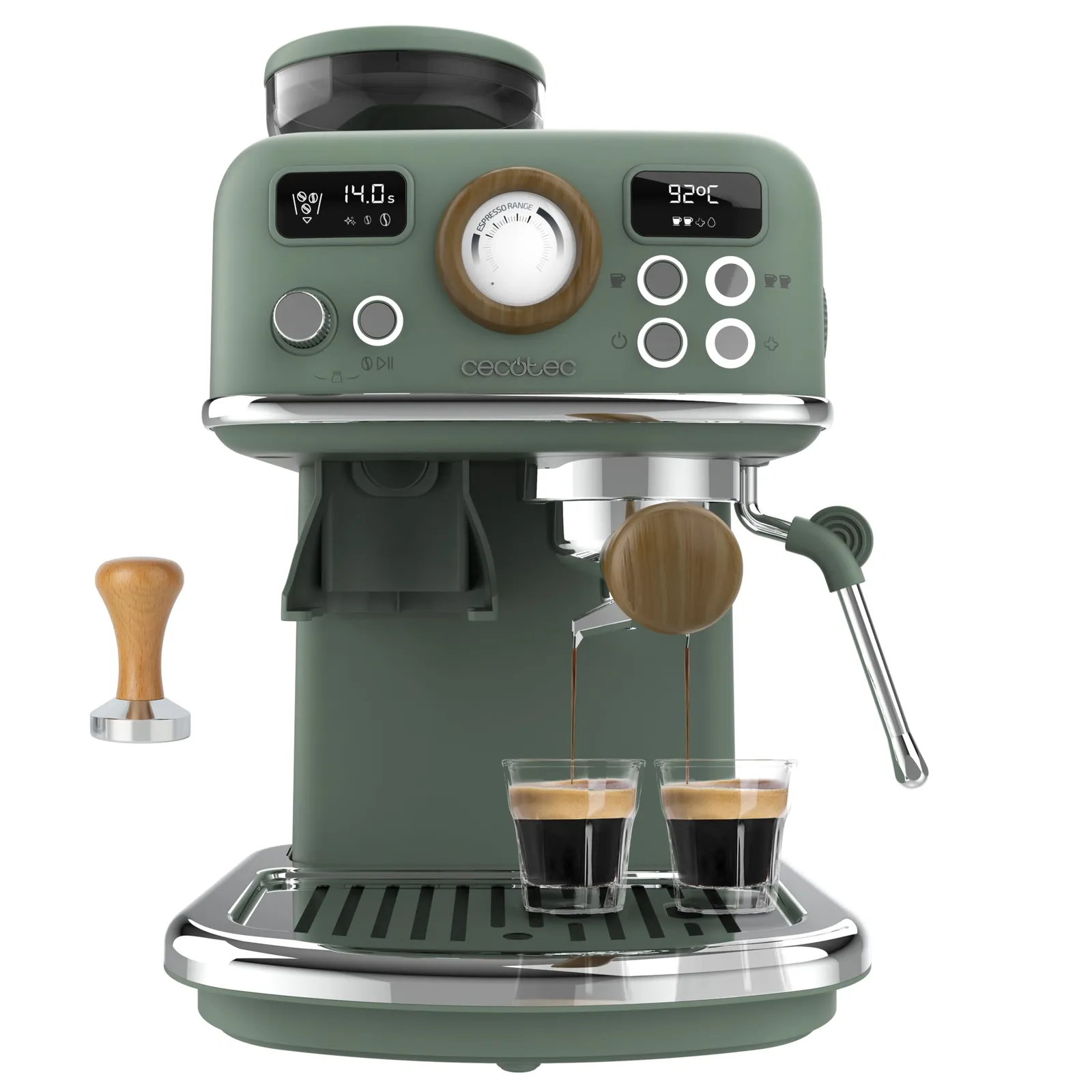 Cafetera Cecotec Power Espresso 20 Tradizionale Grind: 1500W, Molinillo 20 Niveles, 20 Bares, PID, Thermoblock, Steamer, Cold Brew