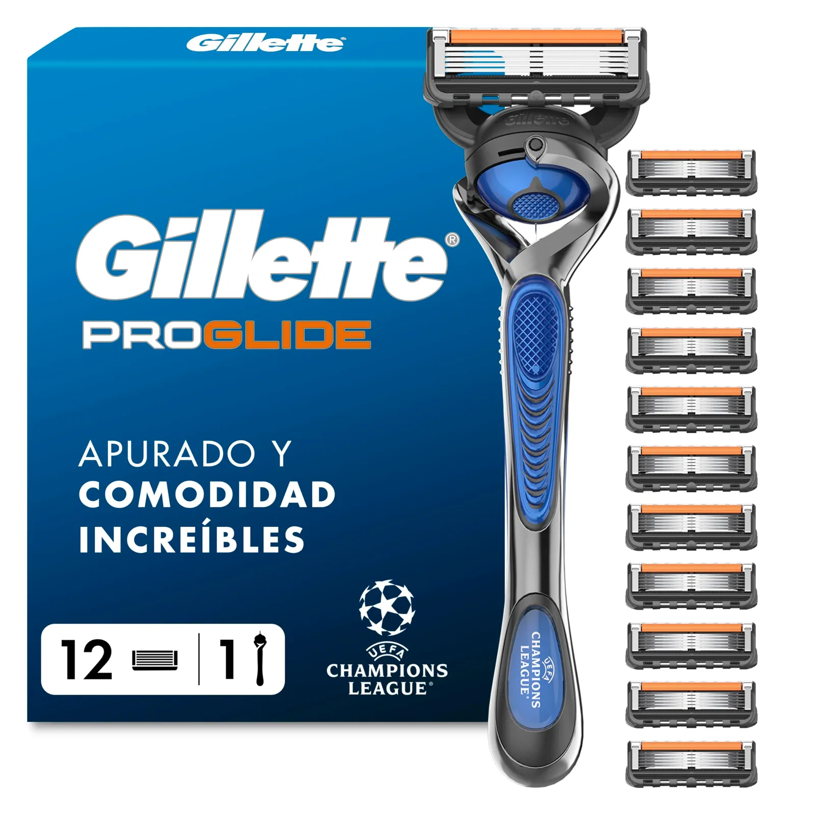 Gillette ProGlide UEFA Edition: Maquinilla + 12 Recambios