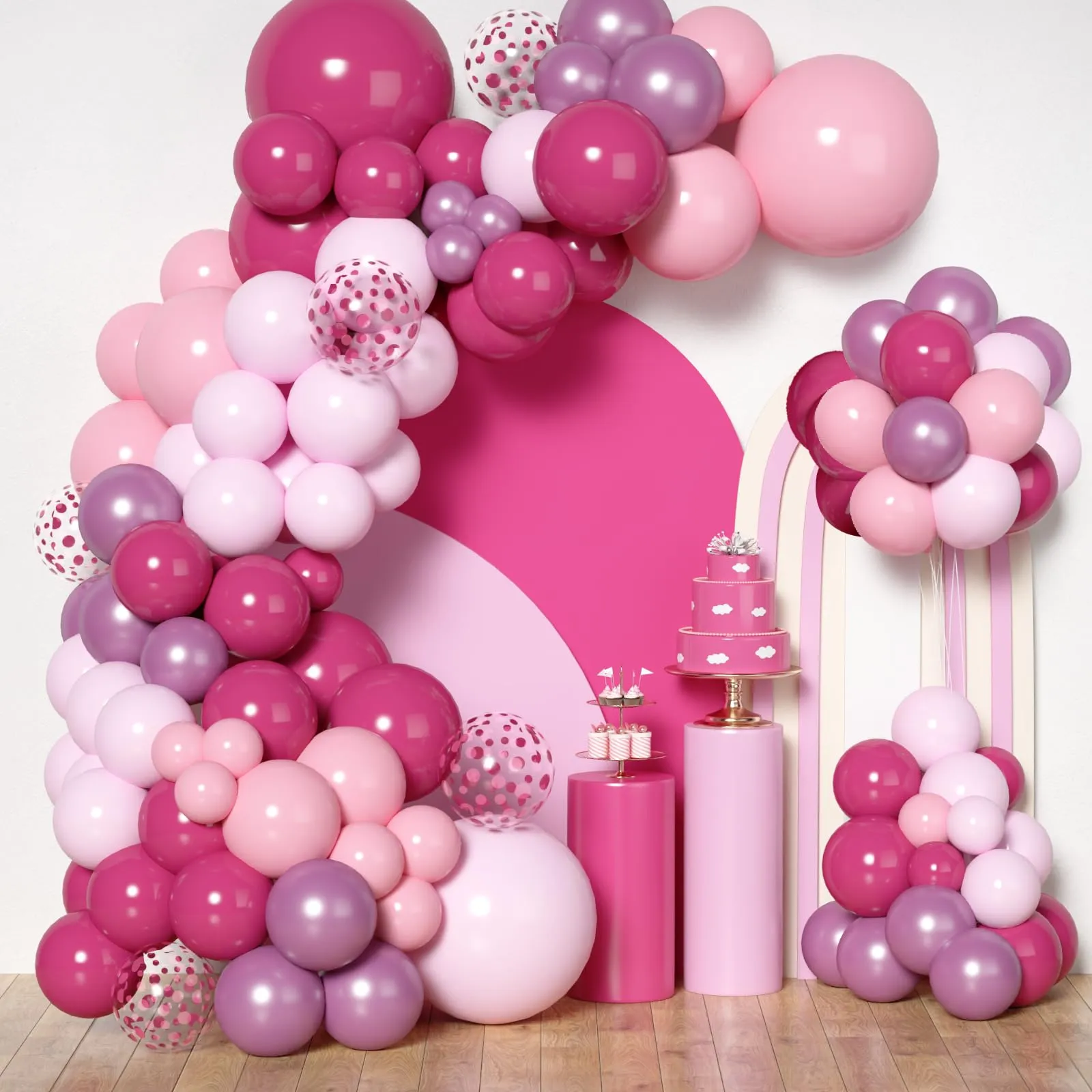 Kit Guirnalda Globos Rosas 147 Piezas