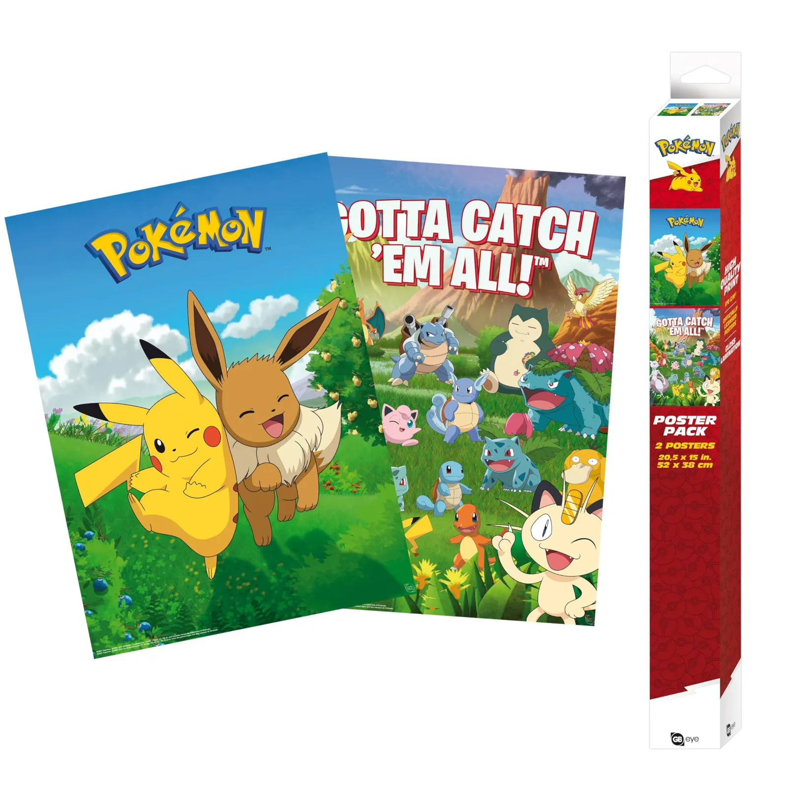 Set 2 pósteres Pokémon 52 x 38 cm