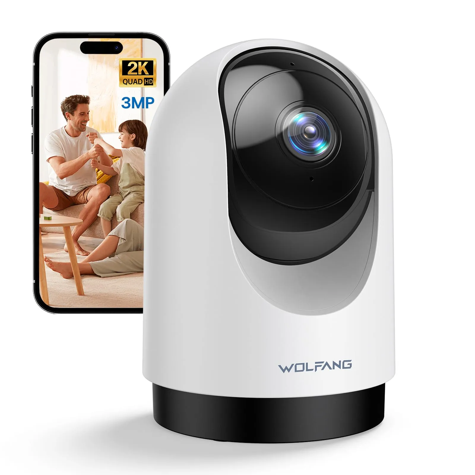 Cámara Vigilancia WiFi Interior WOLFANG 2K PTZ 360° con Detección Movimiento y Audio Bidireccional