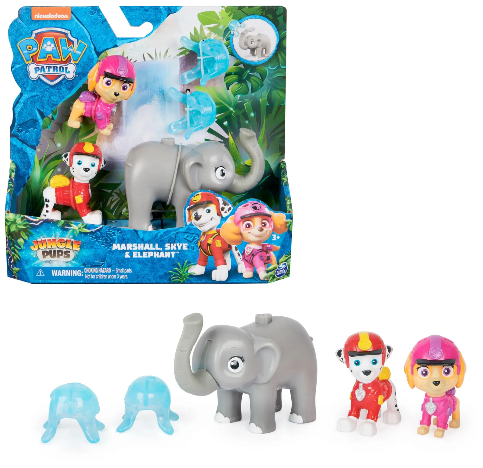 Patrulla Canina Jungle Pups: Set de Figuras con Marshall, Skye y Elefante