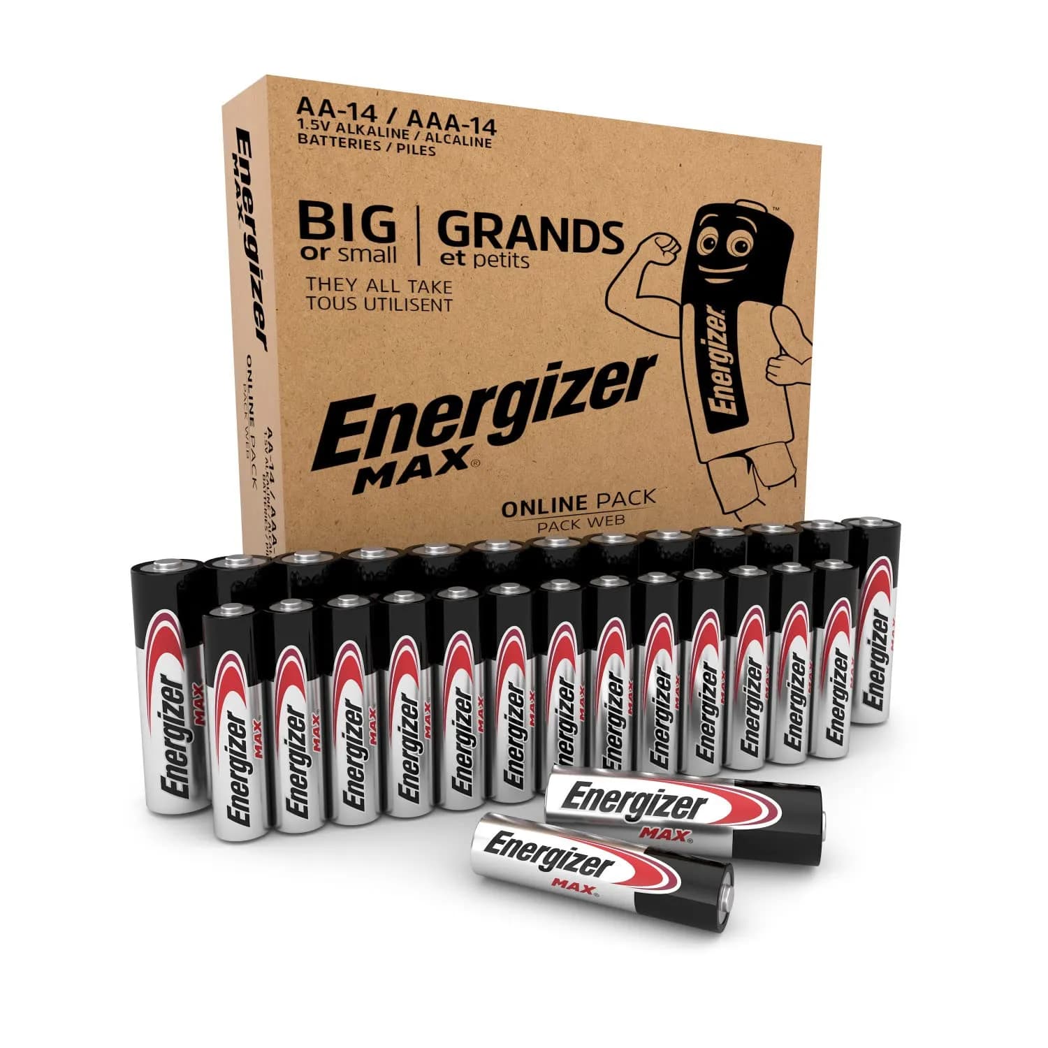Energizer MAX Pilas AA y AAA Paquete 28 Unidades (14+14) Alcalinas 1.5V Larga Duracion