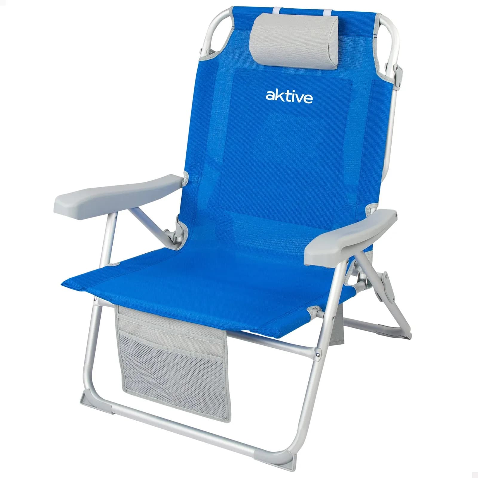 Silla de playa plegable Aktive 62633: 5 posiciones, cojín y bolsa