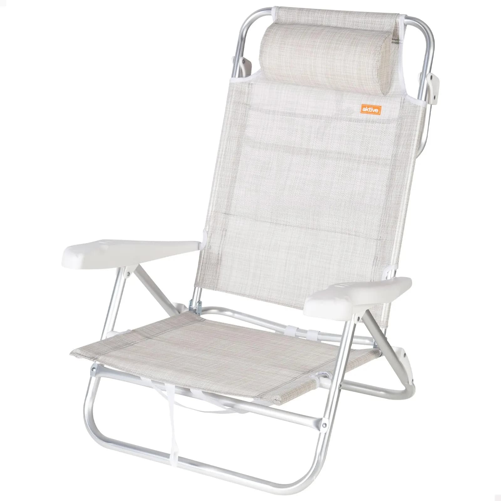 Silla de Playa Plegable AKTIVE Beige Multiposición 8 Posiciones 47x49x82 cm