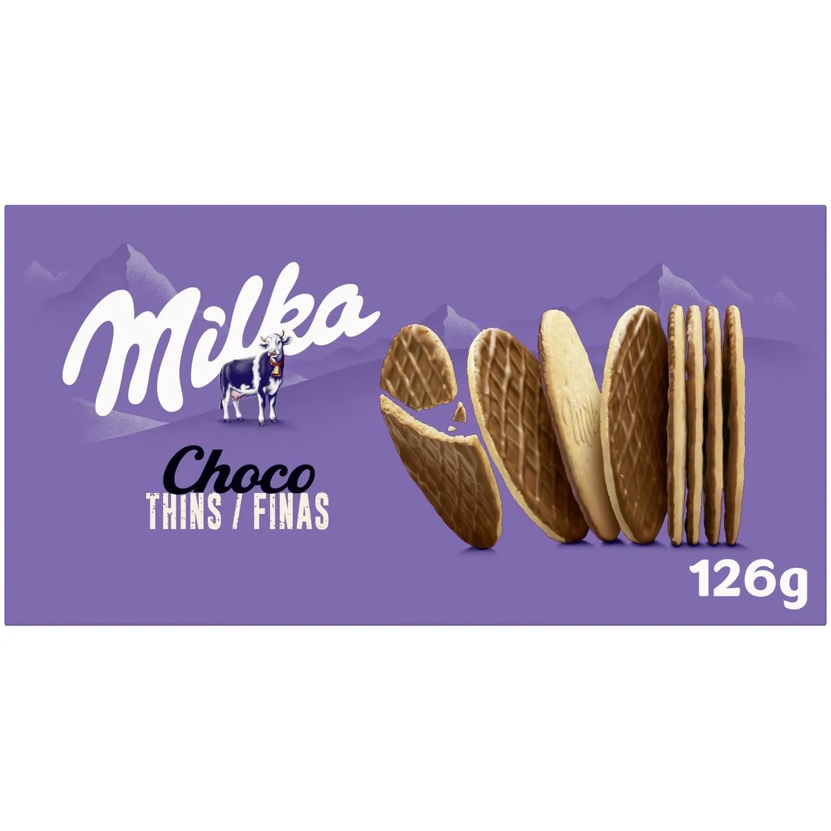 Galletas Milka Choco Finas con Chocolate con Leche de los Alpes, Paquete de 126 g