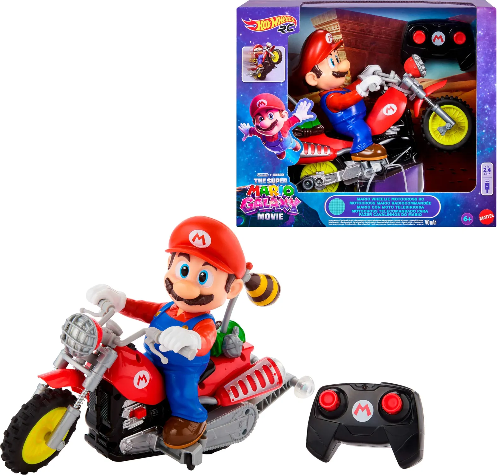 Hot Wheels Mario Kart Moto teledirigida con Figura, JML15