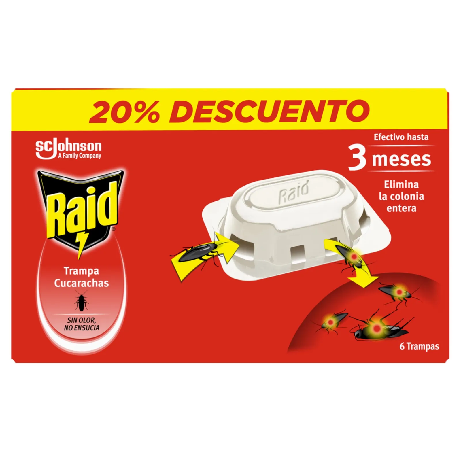 Raid Cebos Anticucarachas, Pack de 6 Unidades