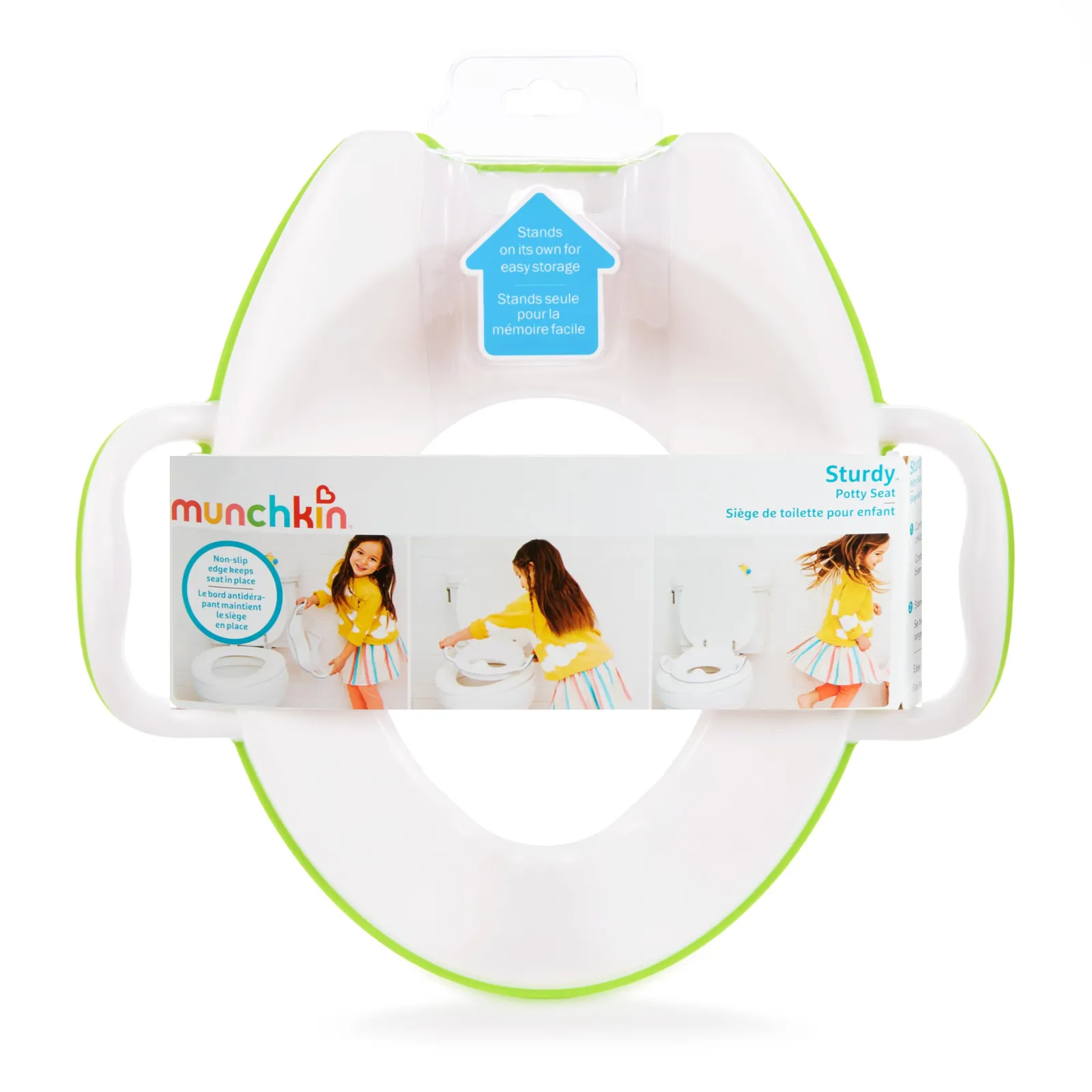 Asiento de entrenamiento para WC Munchkin con asas y patas - Verde