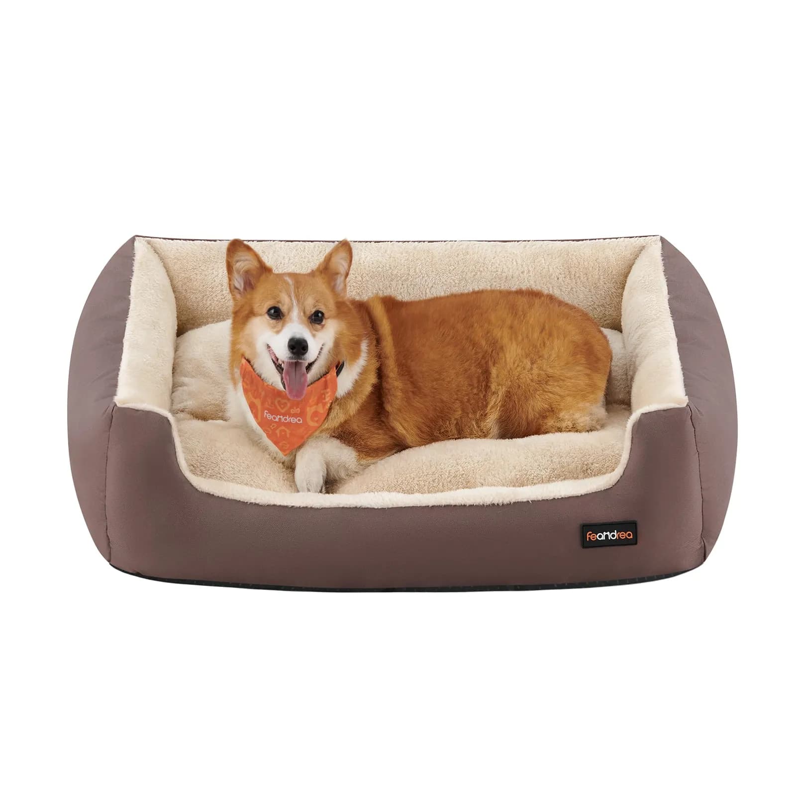 Feandrea Cama para Perros Talla L (85x65x21cm) - Marrón y Beige