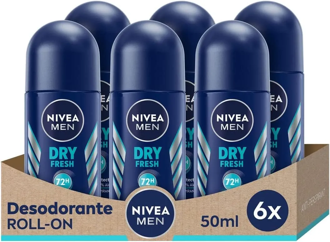 Pack 12x 50ml Nivea Men Dry Fresh Desodorante Roll-On