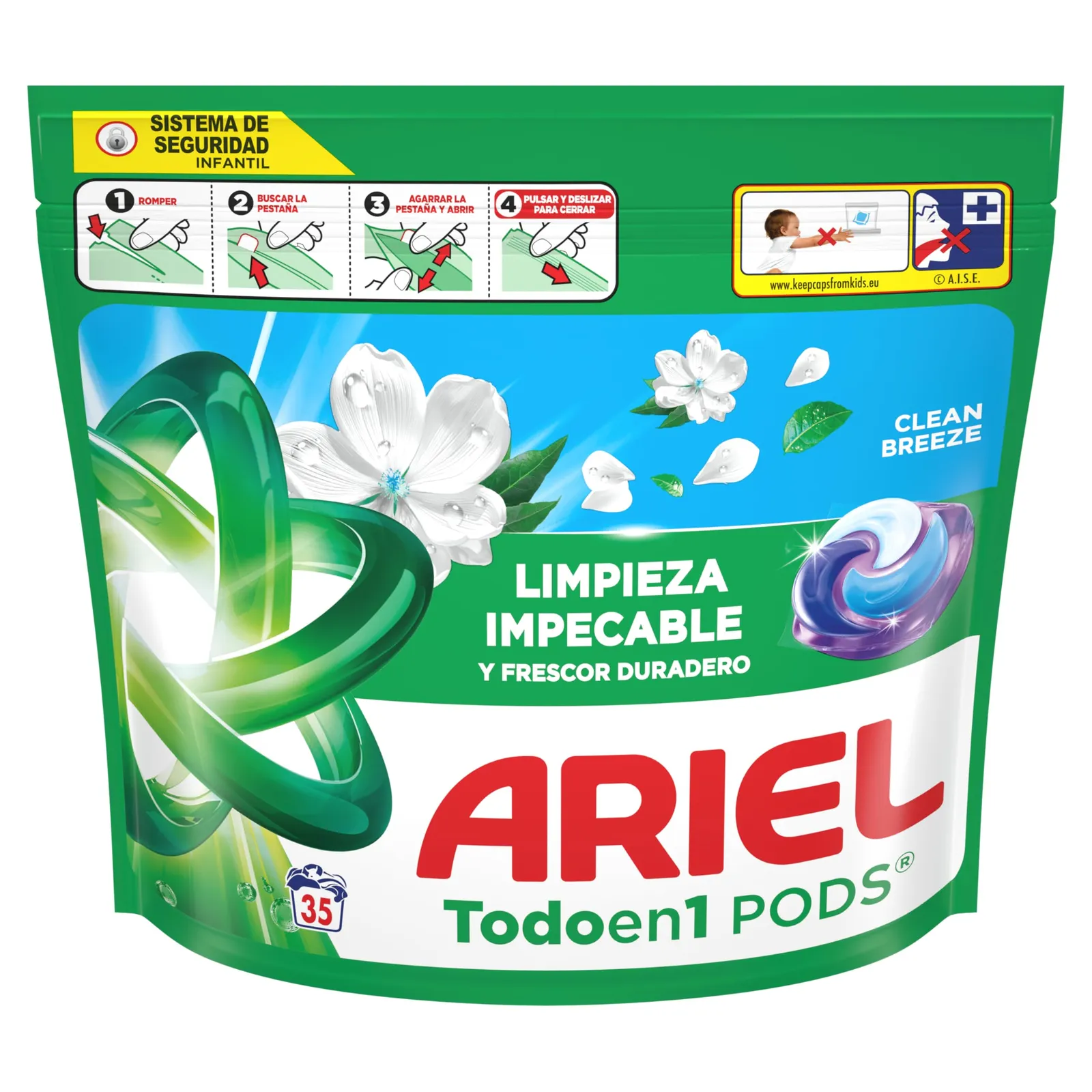 Ariel PODS Todo En 1 Detergente Cápsulas 35 Lavados Brisa Limpia