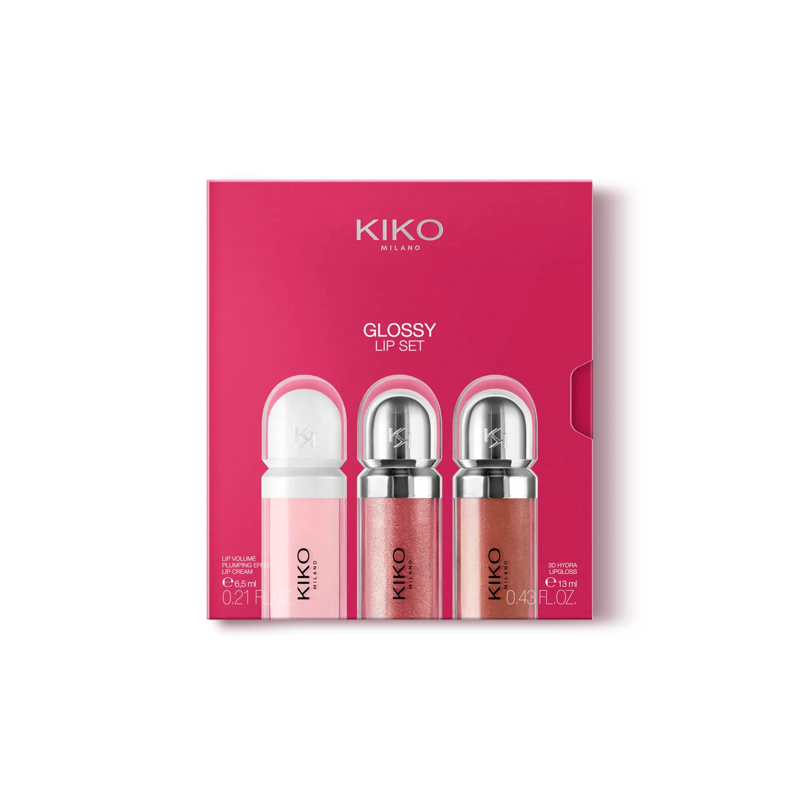 KIKO Milano Glossy Lip Set: Estuche con 2 brillos y 1 crema labial