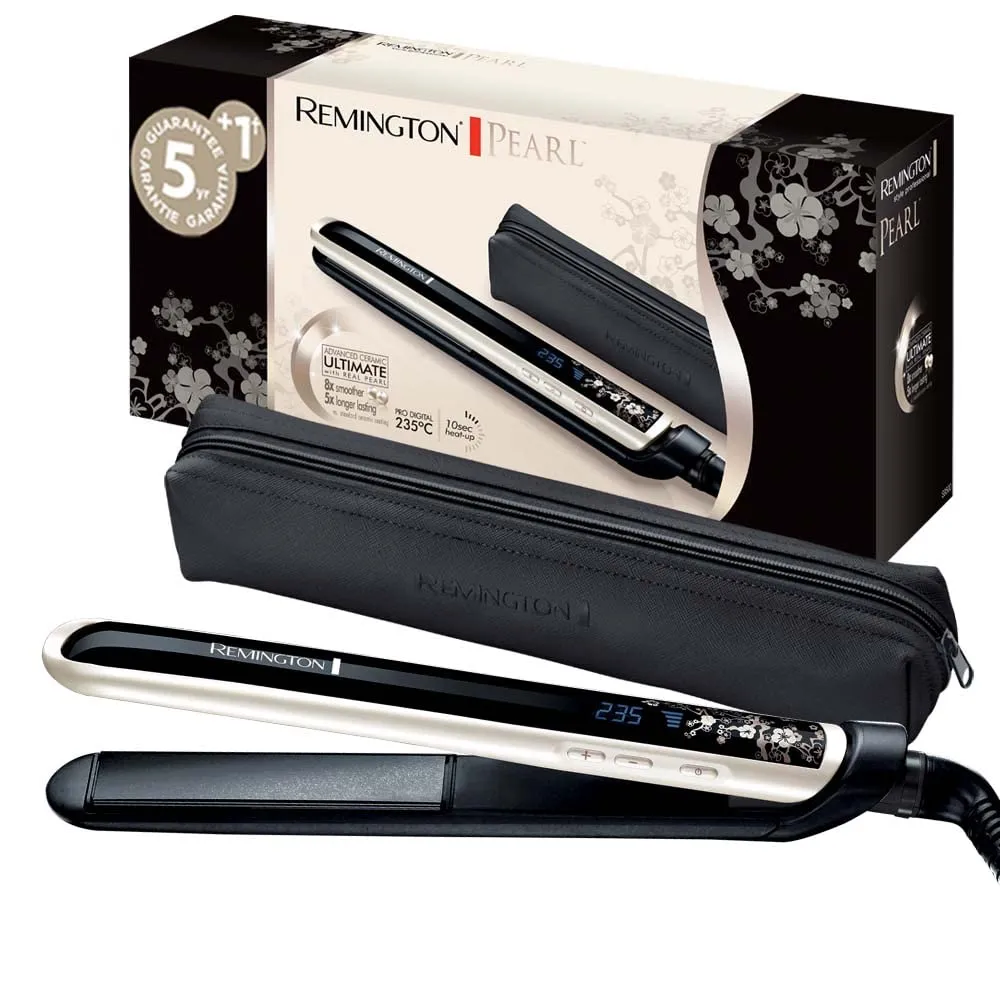 Plancha de Pelo Remington Pearl S9501 con placas cerámicas y calentamiento rápido