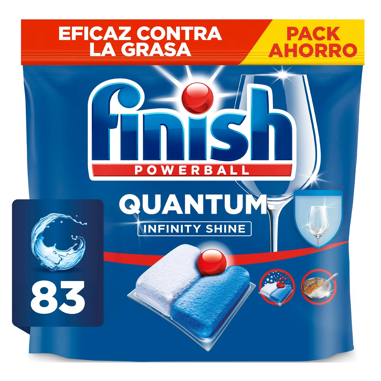83 Pastillas Finish Powerball Quantum Infinity Shine para Lavavajillas