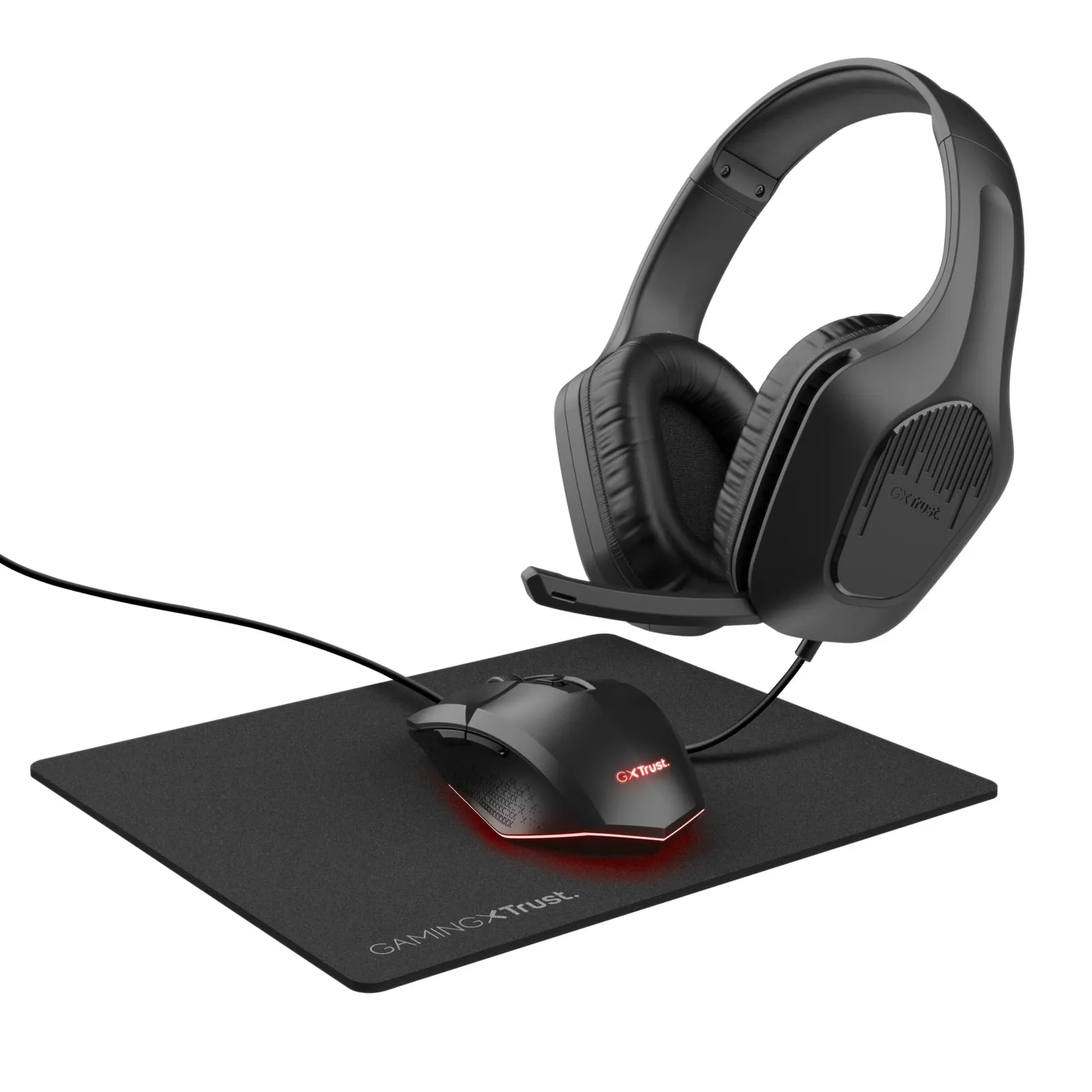 Pack Gaming Trust GXT 790 Tridox 3 en 1: Auriculares, Ratón y Alfombrilla