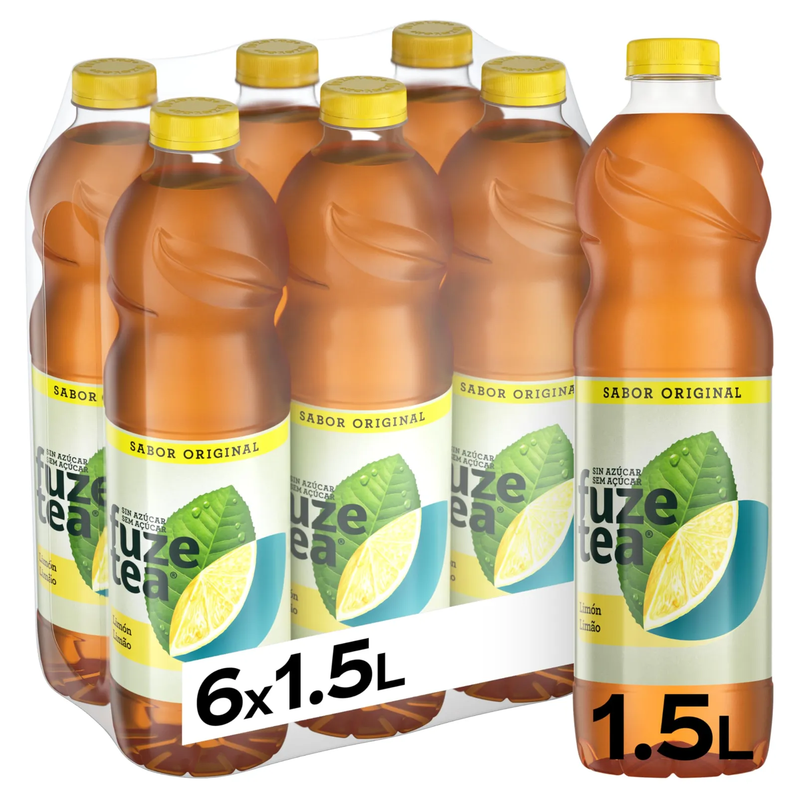 Pack 6 Botellas Fuze Tea Limón Zero 1,5L
