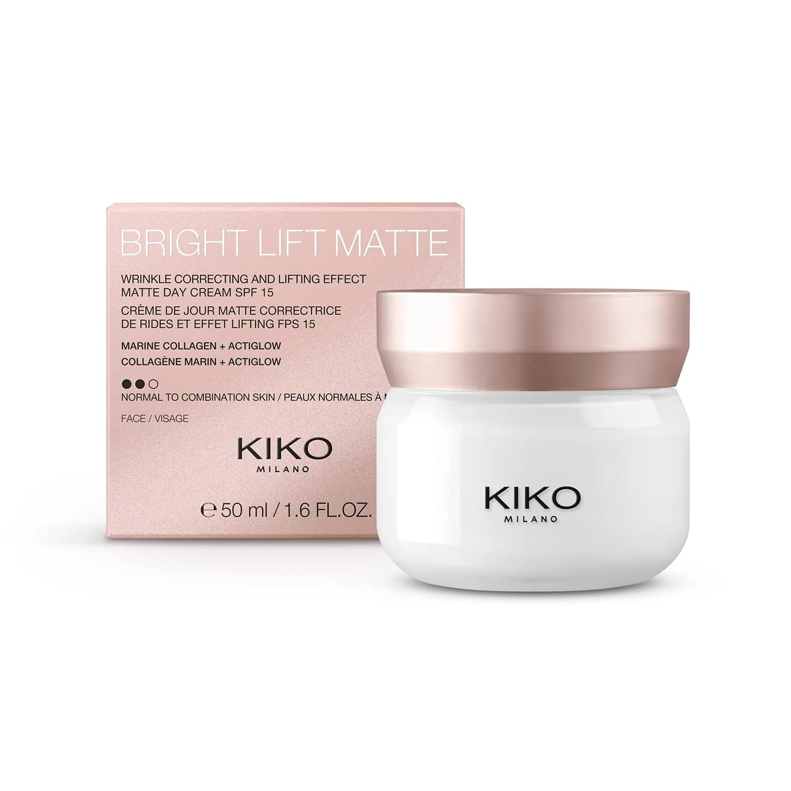KIKO Milano Bright Lift Matte Crema Día Lifting Matificante Colágeno Marino SPF 15