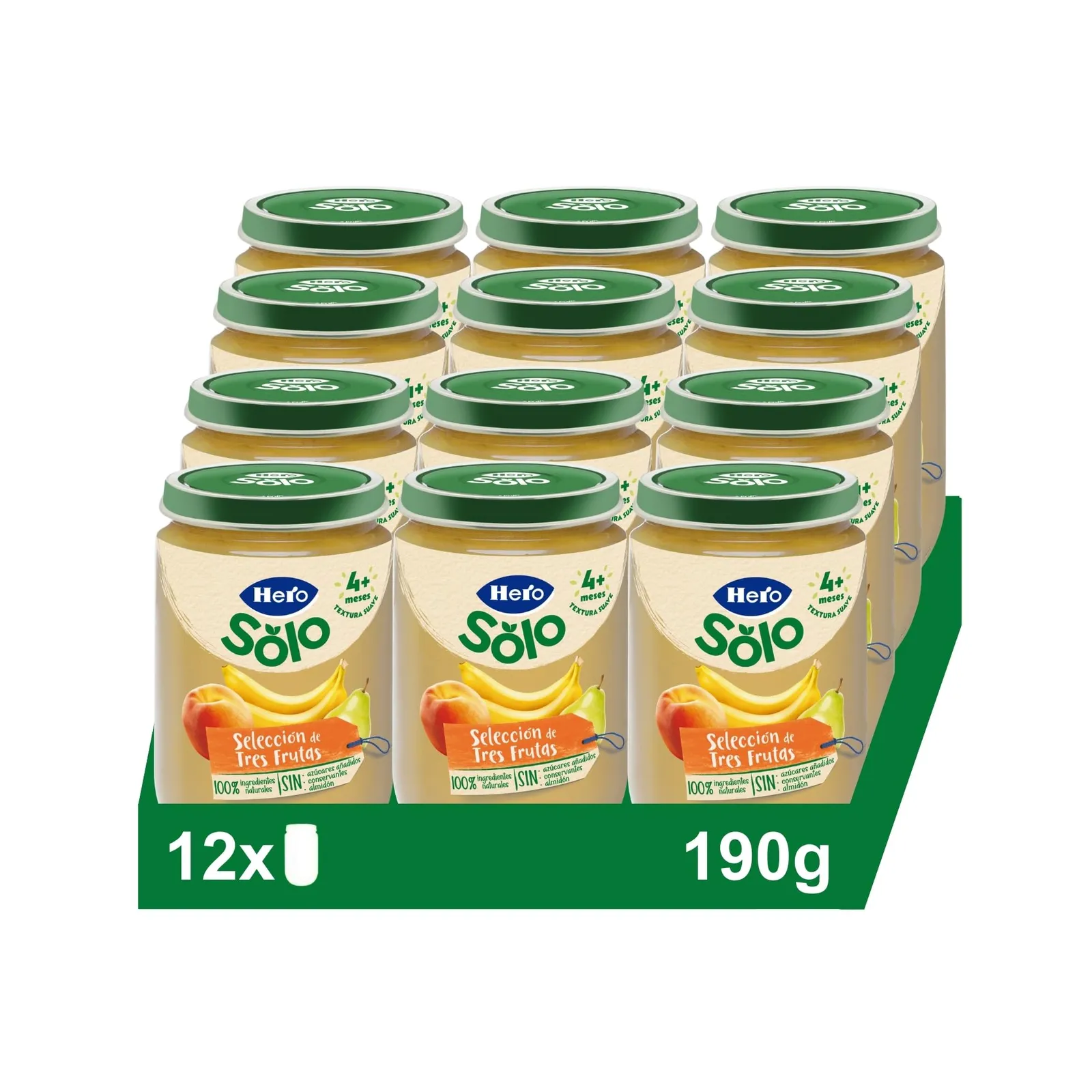 Pack 12 Tarritos Hero Baby 3 Frutas 190g