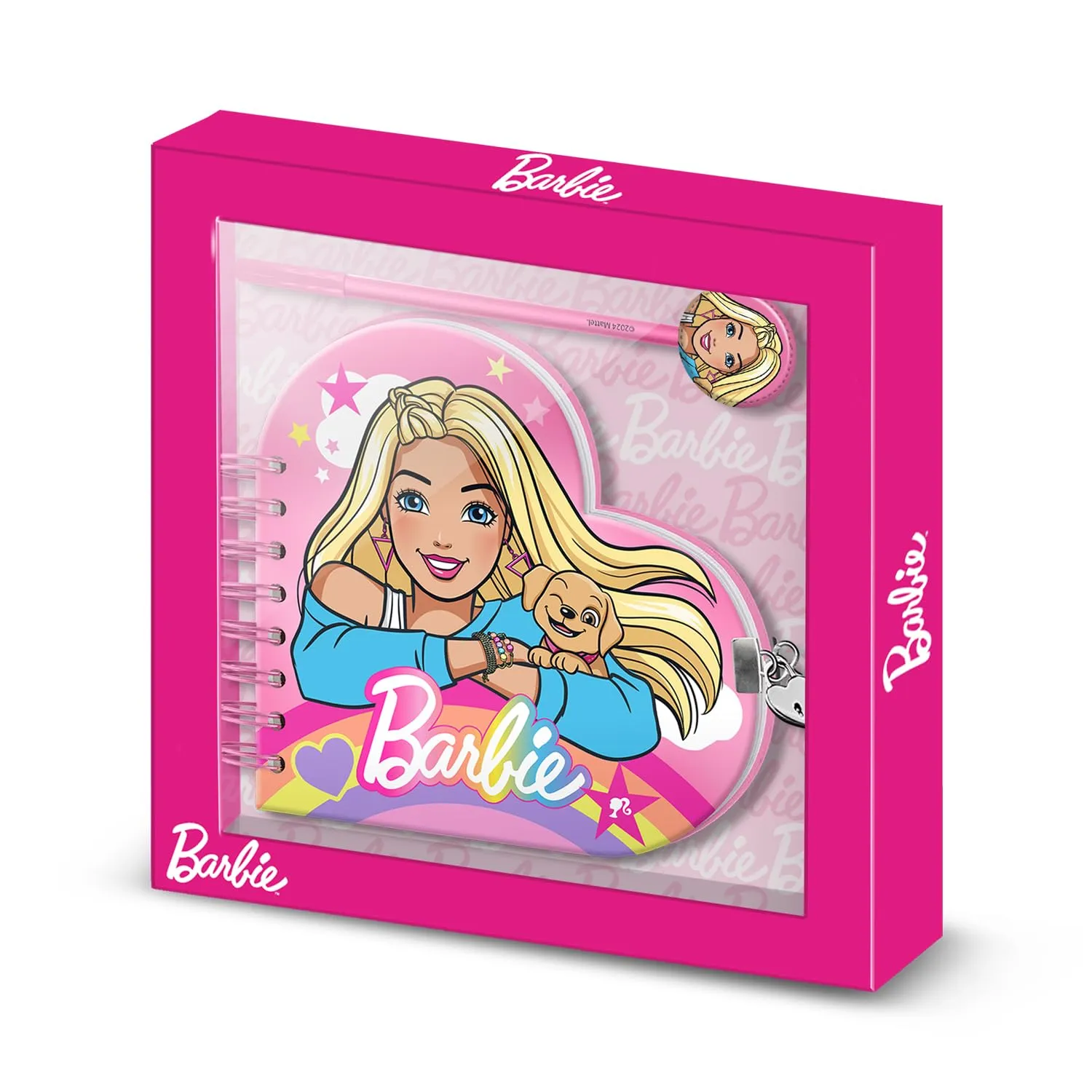 Diario Barbie Rainbow con Bolígrafo y Candado Corazón