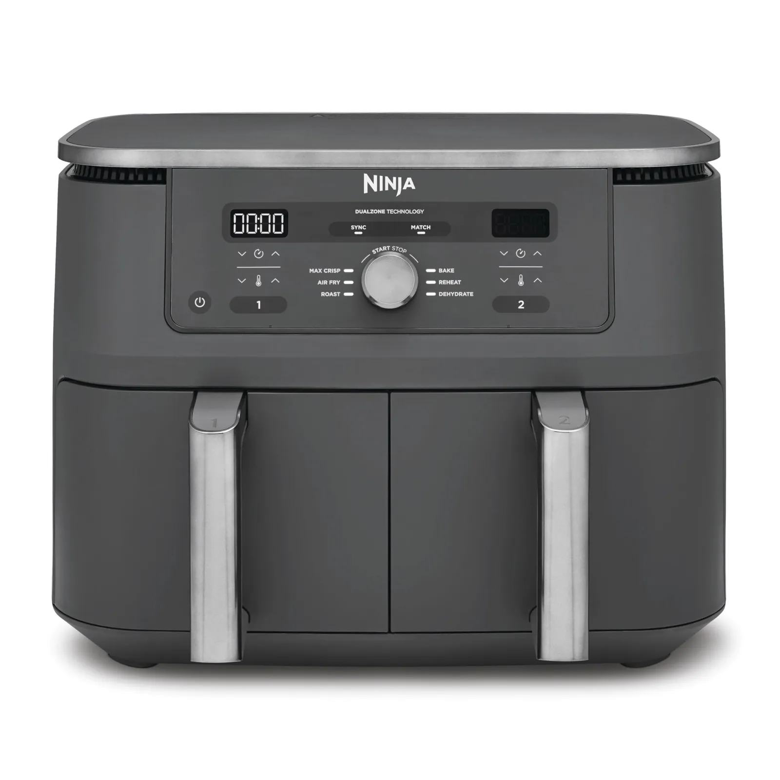 Freidora de Aire Ninja MAX 9.5L con 2 Cajones, 6 Funciones, Gris Metalizado