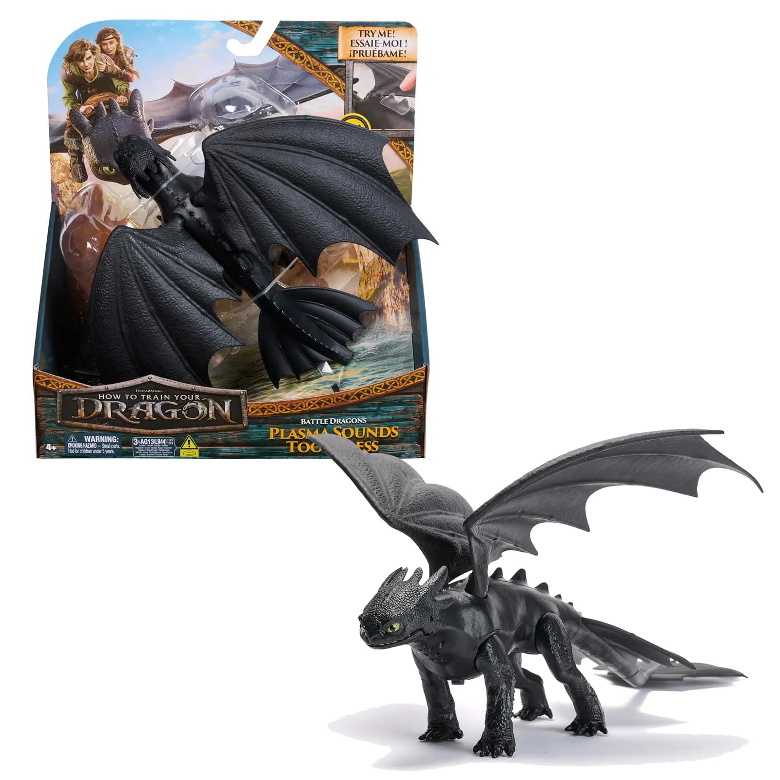 Figura Dragón Desdentao de Batalla Dreamworks Dragons 33 cm con Sonidos