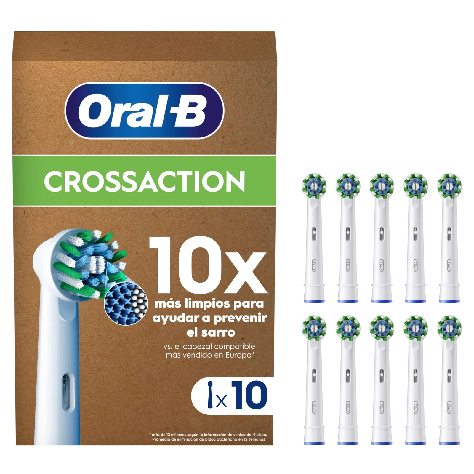 Oral-B Pro CrossAction Cabezales Originales Pack 10 - Recambios Cepillo Eléctrico