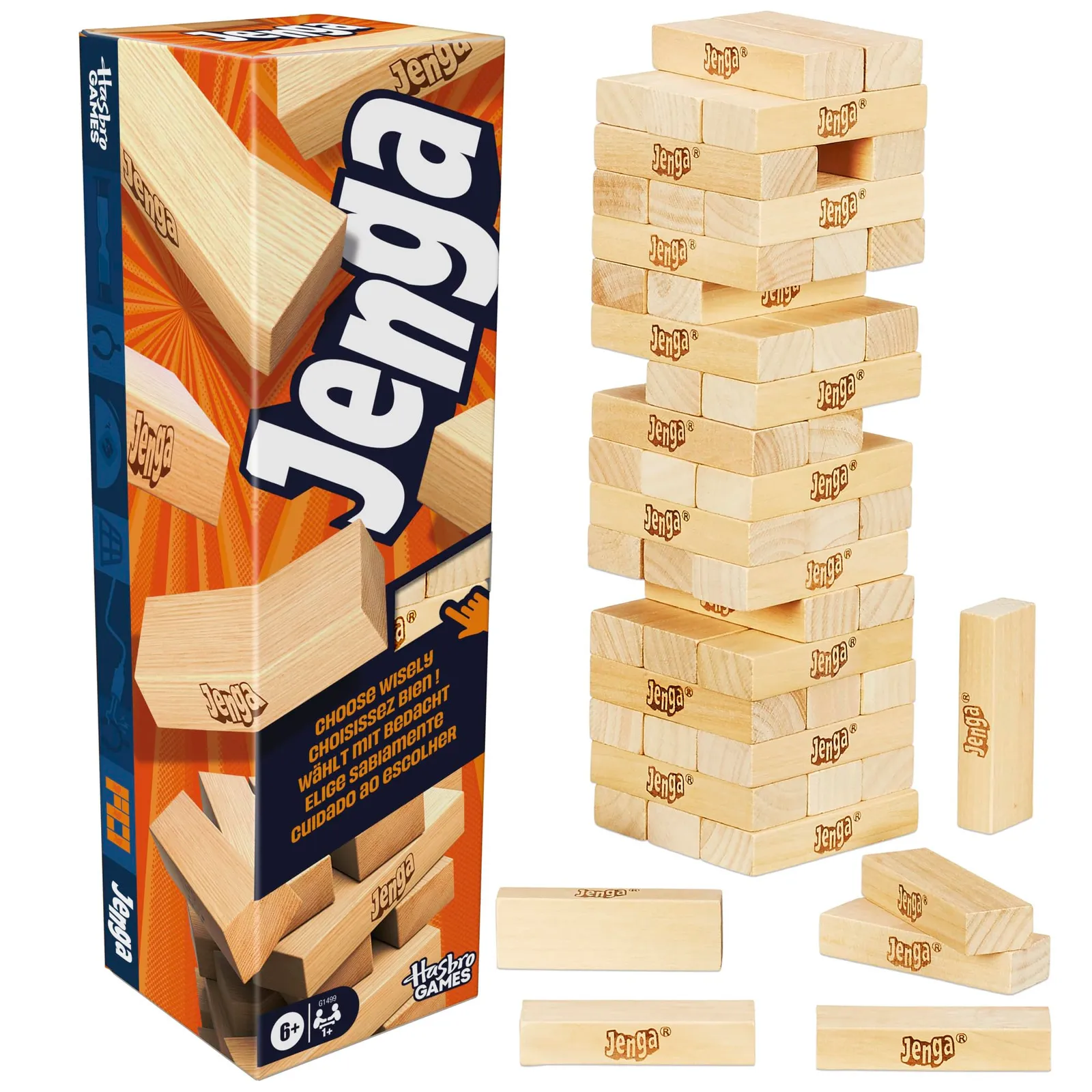 Juego de mesa Hasbro Jenga: Clásico juego de habilidad con bloques de madera