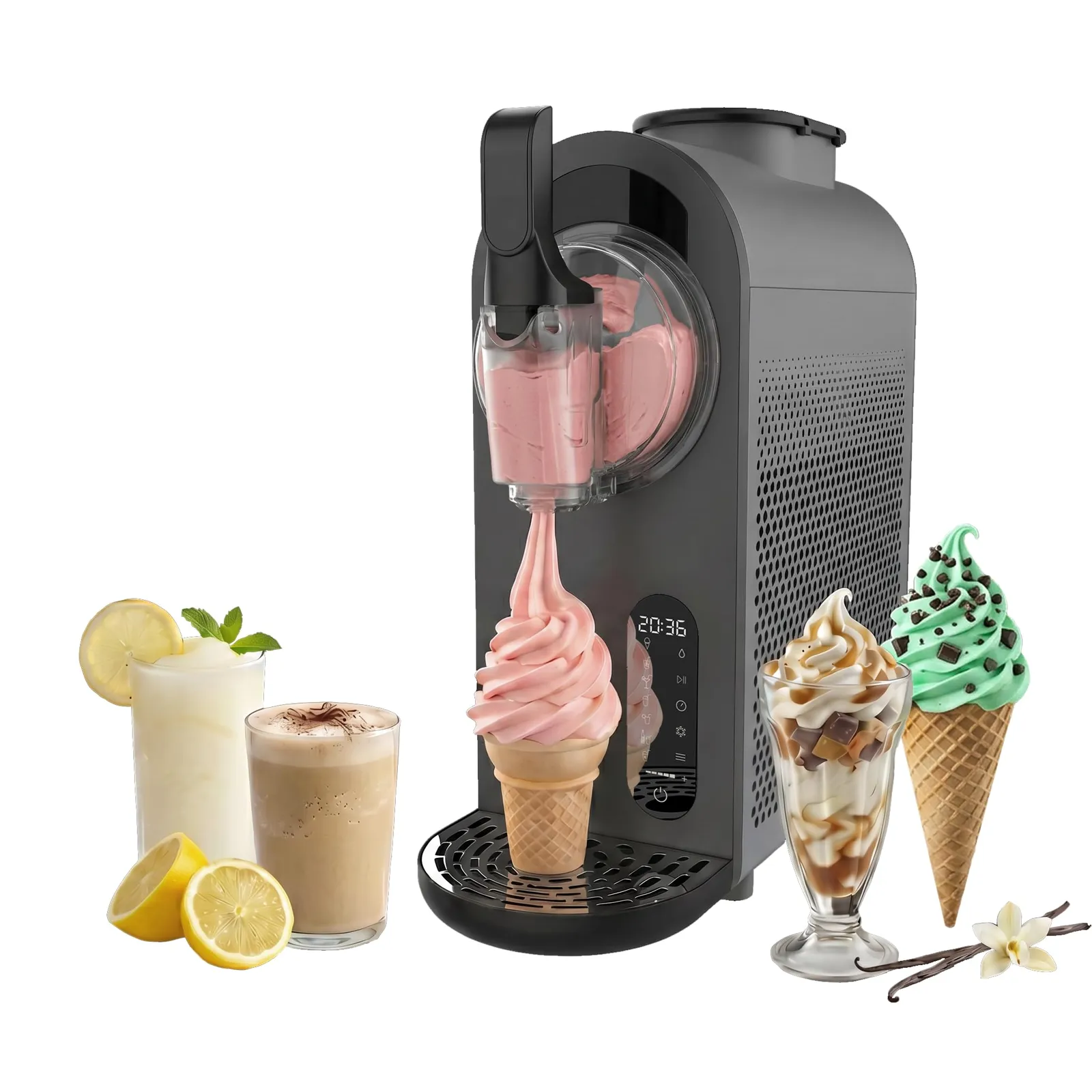 Cecotec Twist&Ice Cream B: Heladera 1.5L, 210W, Control Táctil, 9 Modos, Sin Precongelar