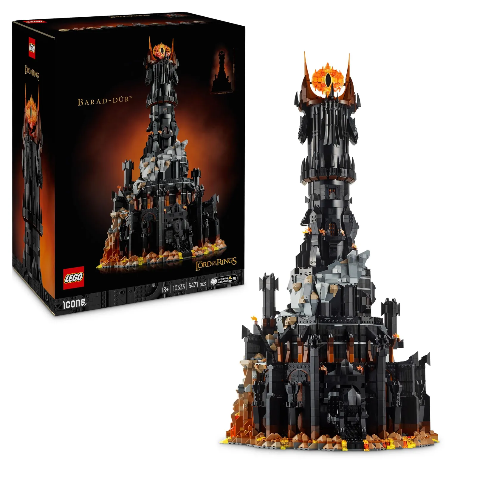 LEGO Icons El Señor de los Anillos: Barad-dûr (10333) - Maqueta de Fortaleza para Adultos
