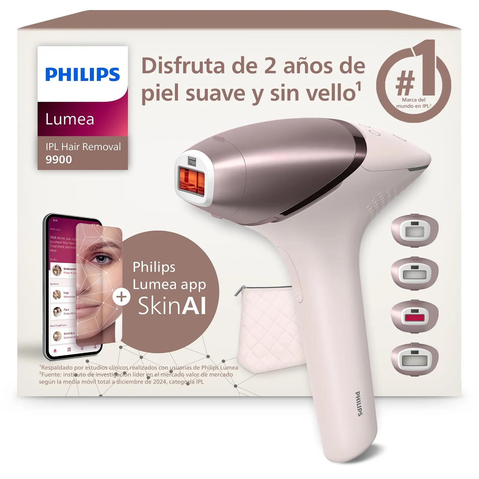 Depiladora Philips Lumea Serie 9900 BRI951/00 con IA y 4 accesorios