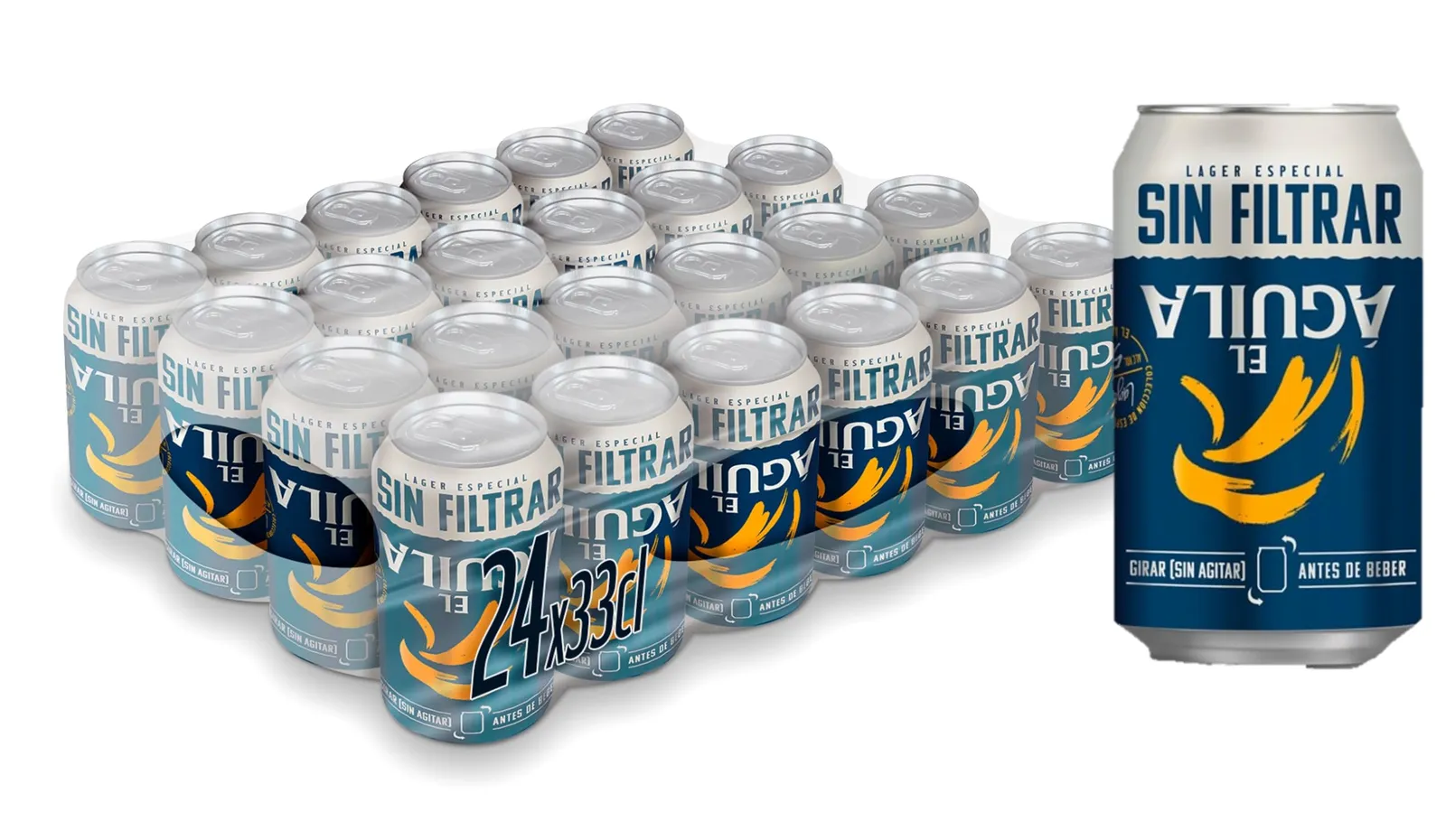 24 Botellas Cerveza El Aguila Lager Especial Sin Filtrar 33cl