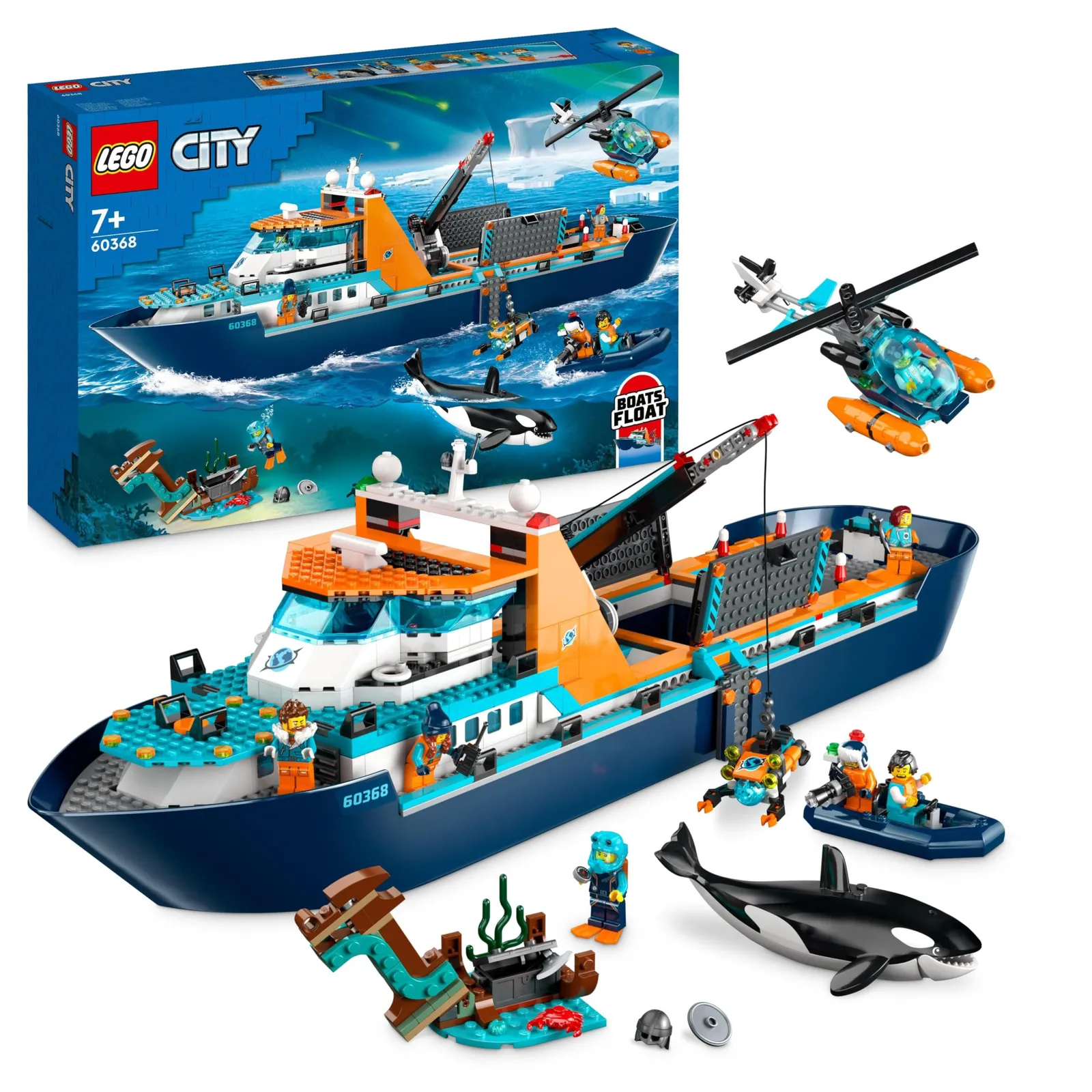 Lego City Barco Explorador Ártico con helicóptero y submarino ROV