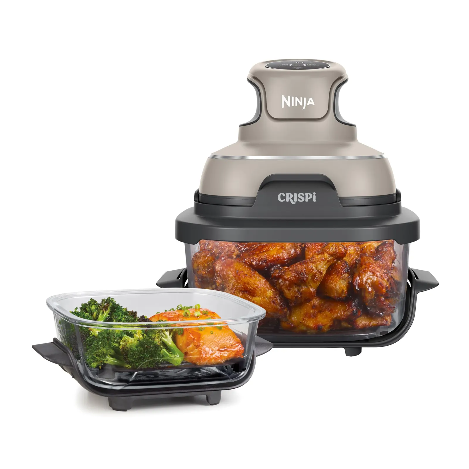 Freidora de Aire Ninja CRISPi 3.8L 4 en 1: Freír, Asar, Mantener Caliente y Gratinar. Incluye 2 recipientes.